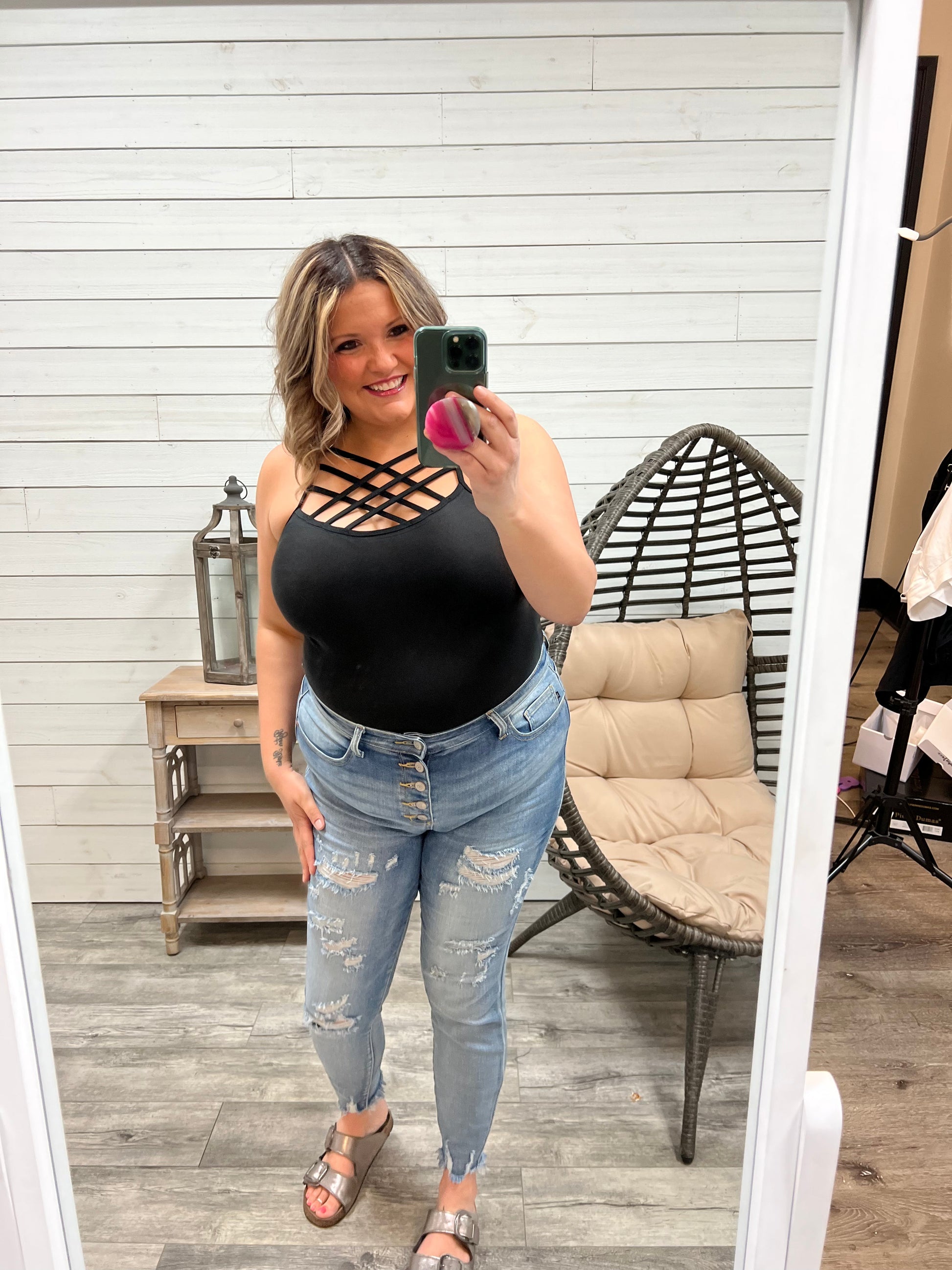 "Suck It Up Buttercup" Shapewear Criss Cross Tank
