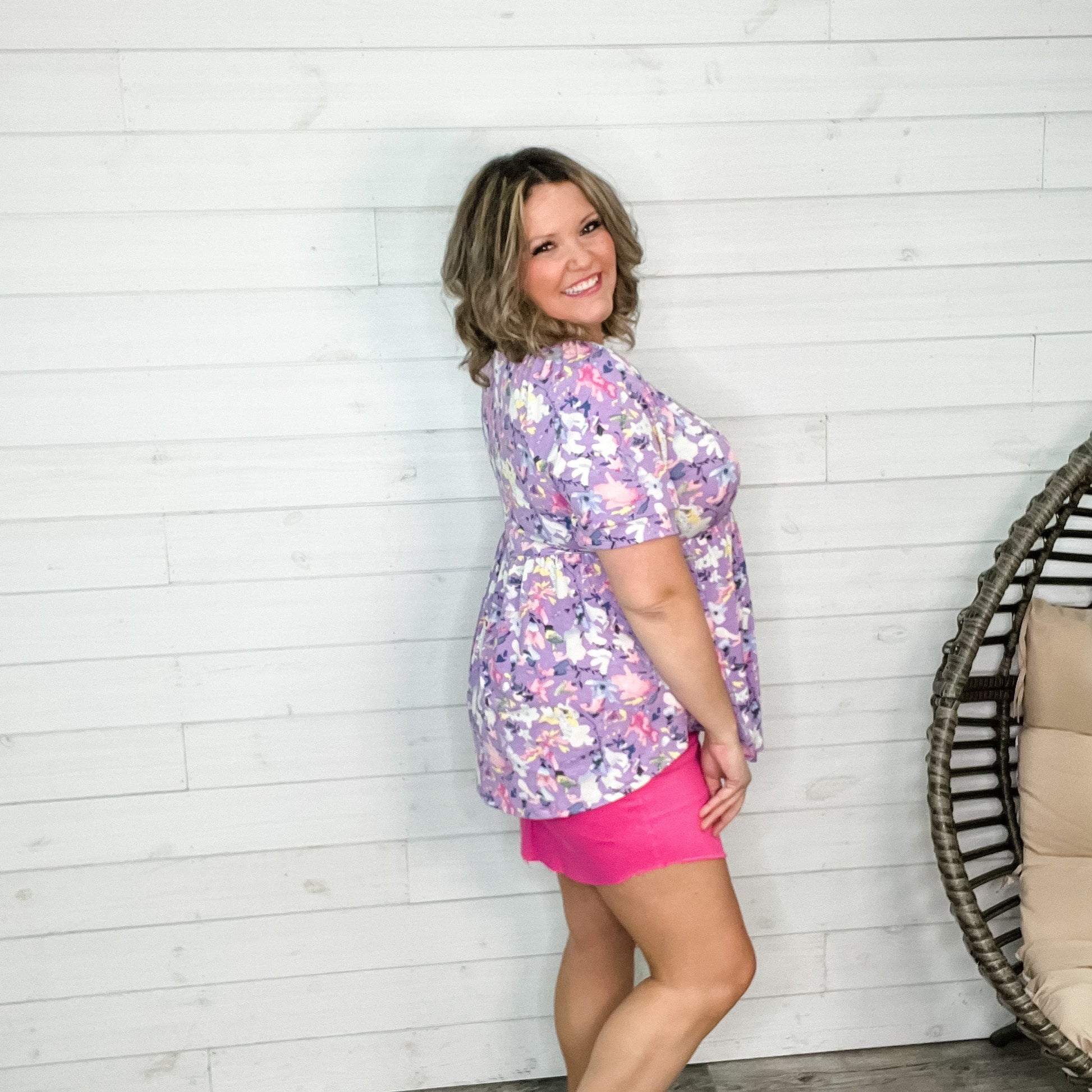 "Sure Why Not" Floral Bubble Sleeve Babydoll