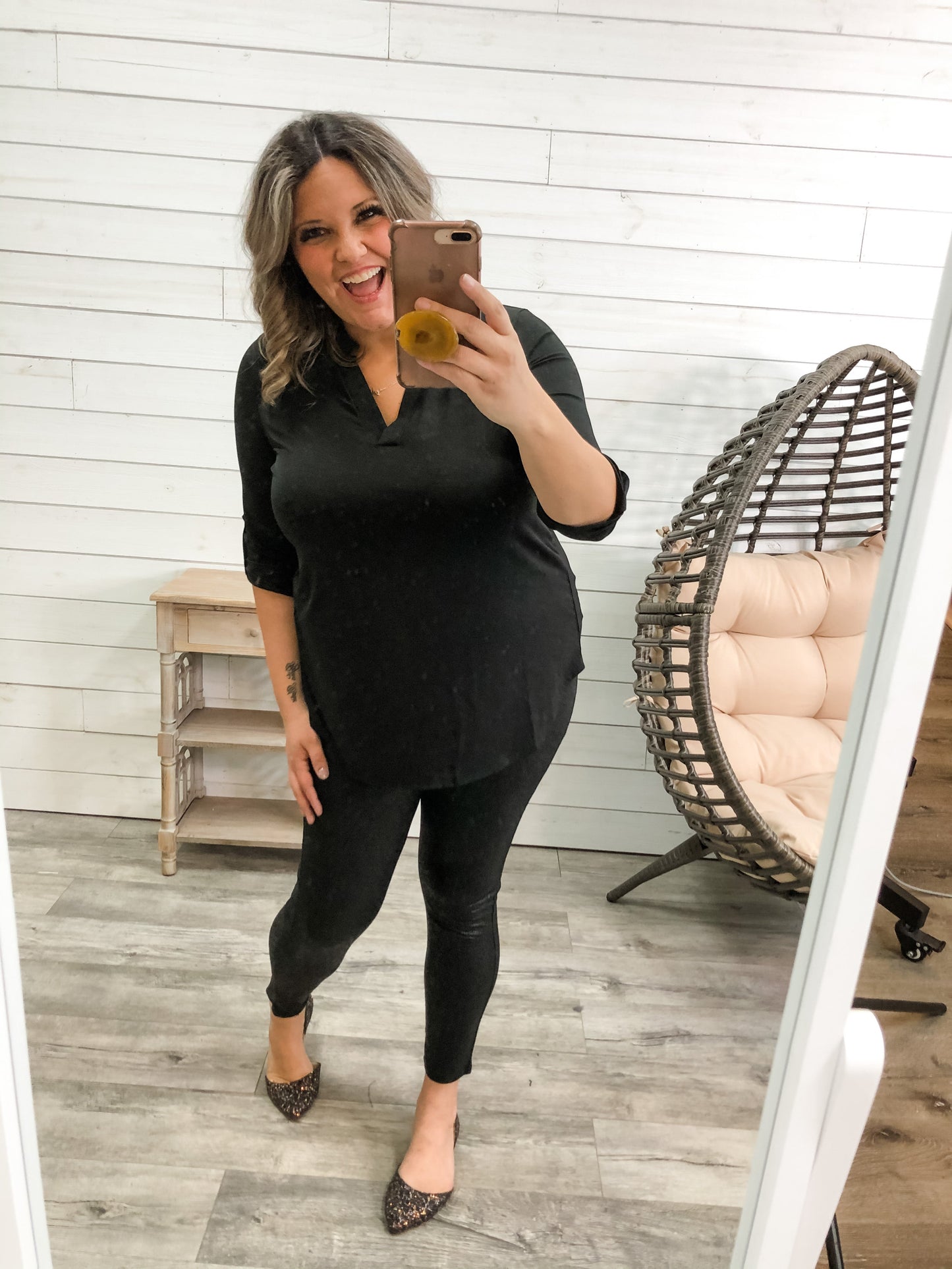 Textured Sparkle Hi Waisted Leggings (Black or Silver)