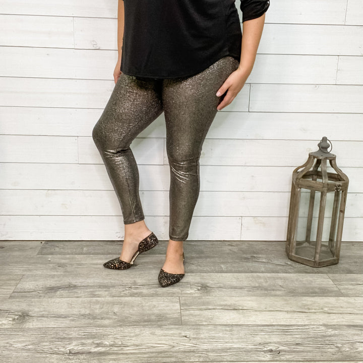 Textured Sparkle Hi Waisted Leggings (Black or Silver)