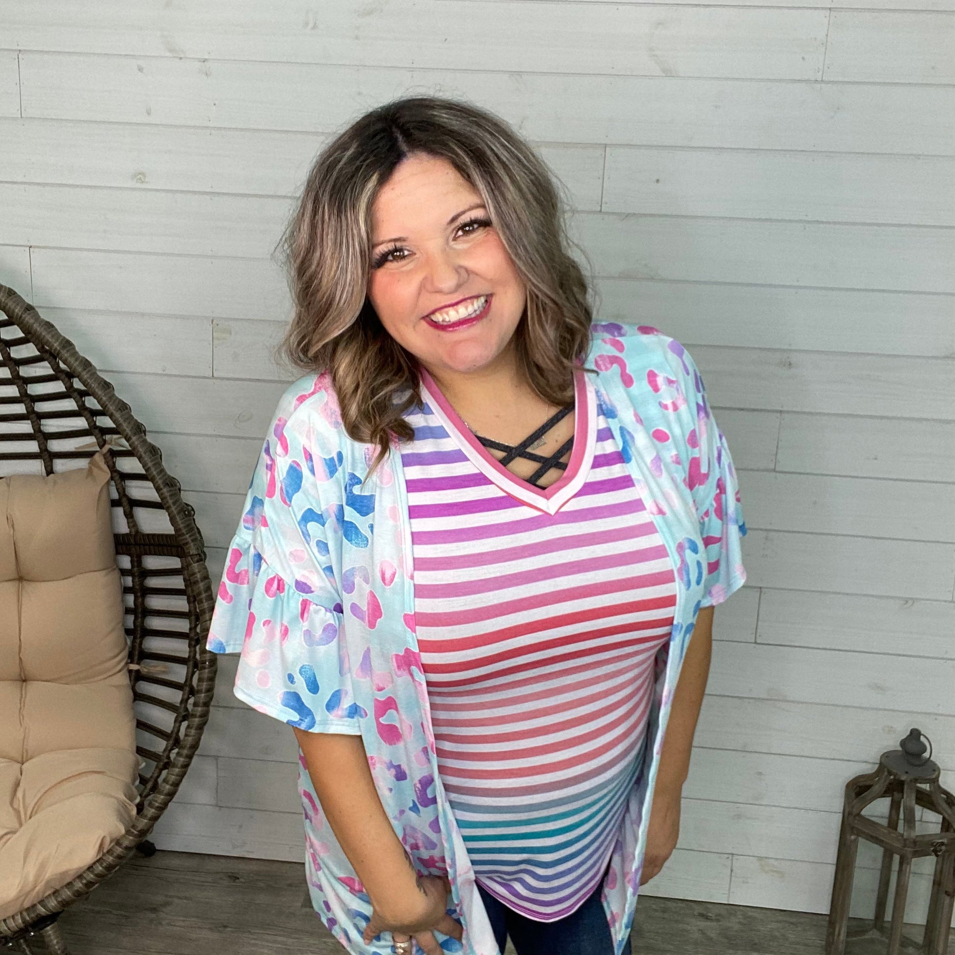 "That's The One" Short Ruffle Sleeve Animal Print Kimono