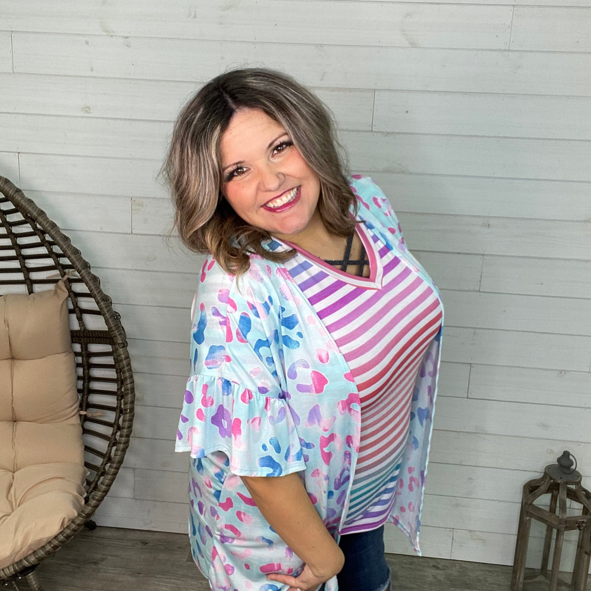 "That's The One" Short Ruffle Sleeve Animal Print Kimono