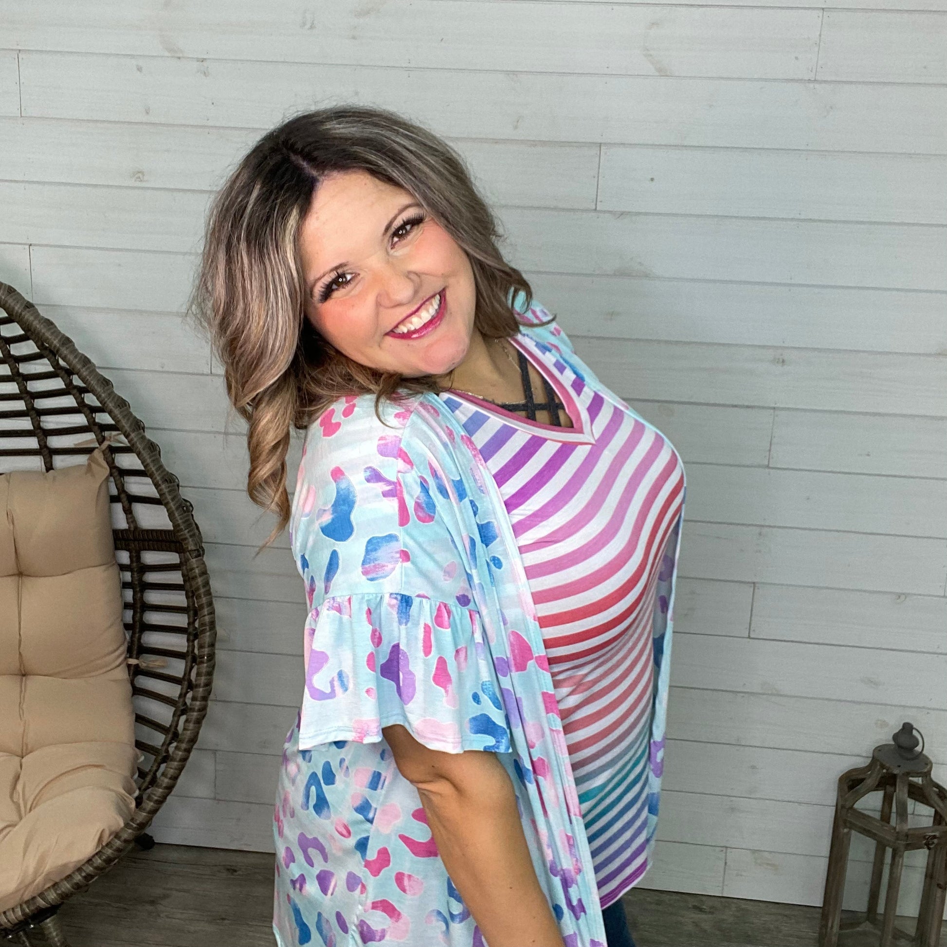 "That's The One" Short Ruffle Sleeve Animal Print Kimono