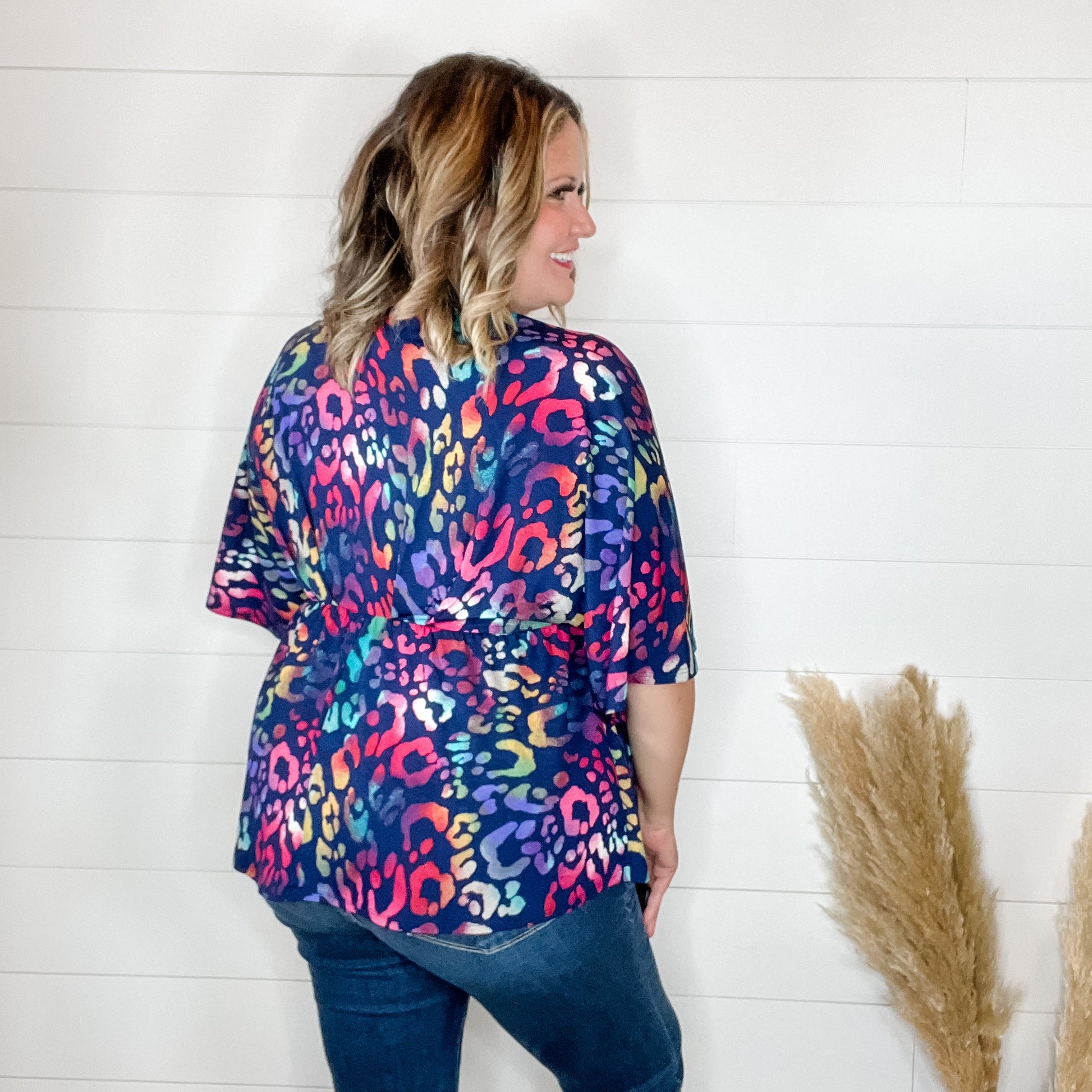 "Thompson" Animal V Neck 3/4 Bell Sleeve