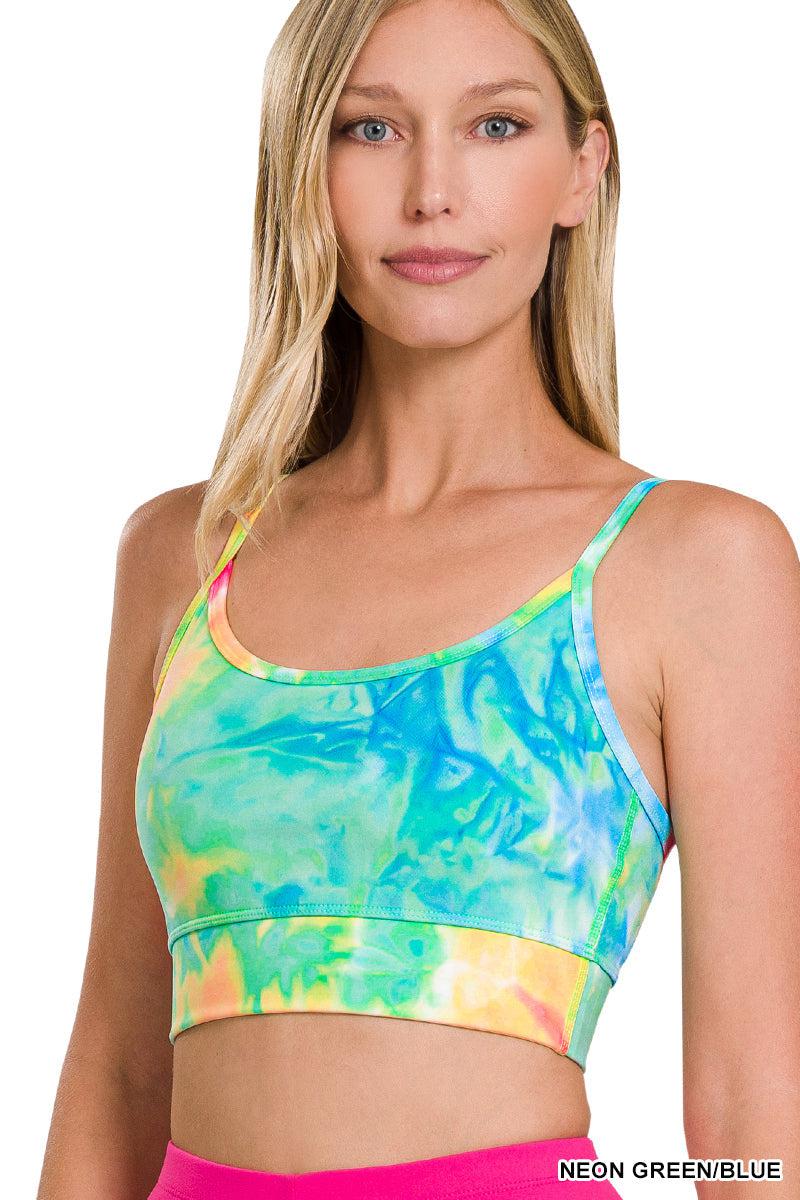 Tie Dye Adjustable Strap Padded Sports Bra (Multiple Colors)