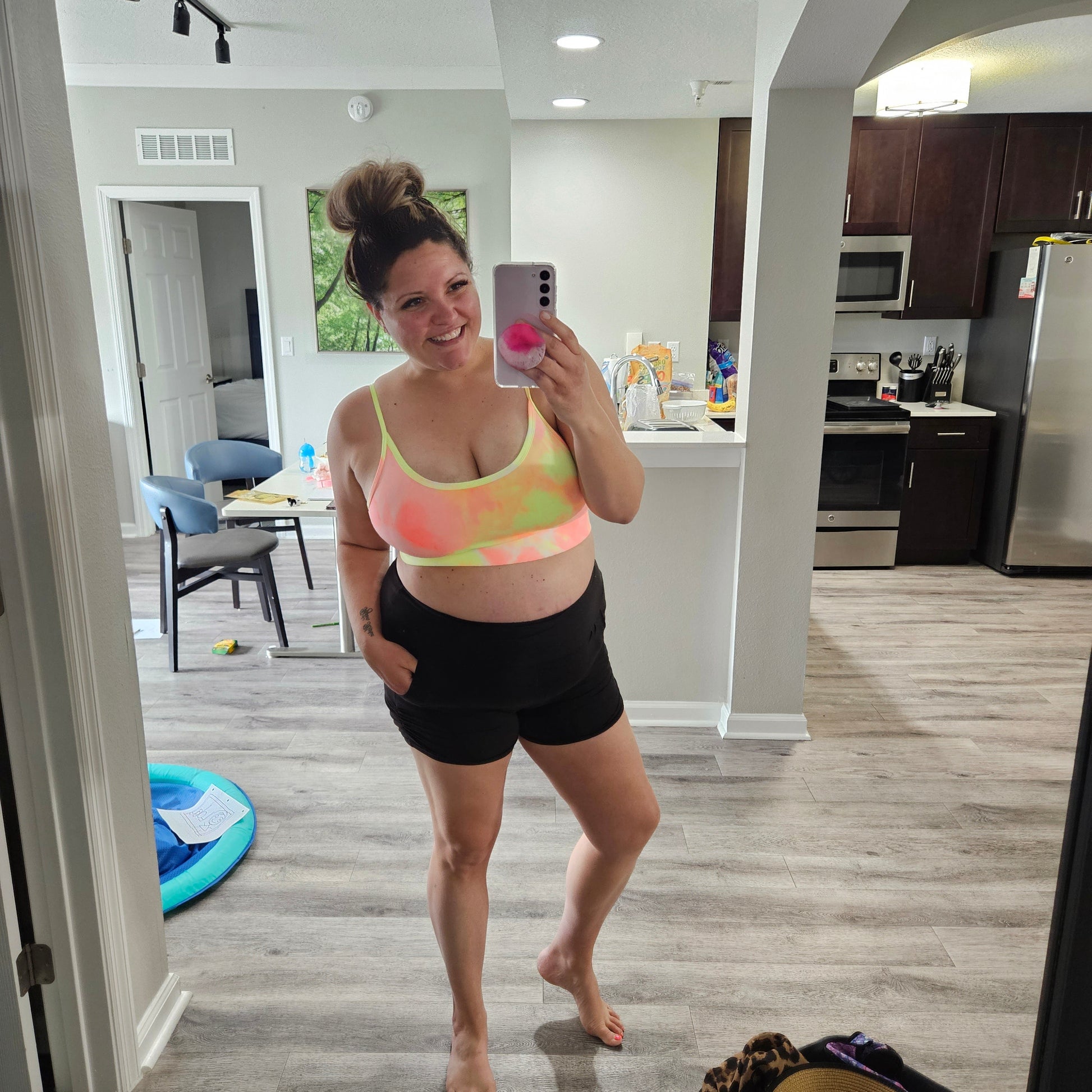 Tie Dye Adjustable Strap Padded Sports Bra (Multiple Colors)