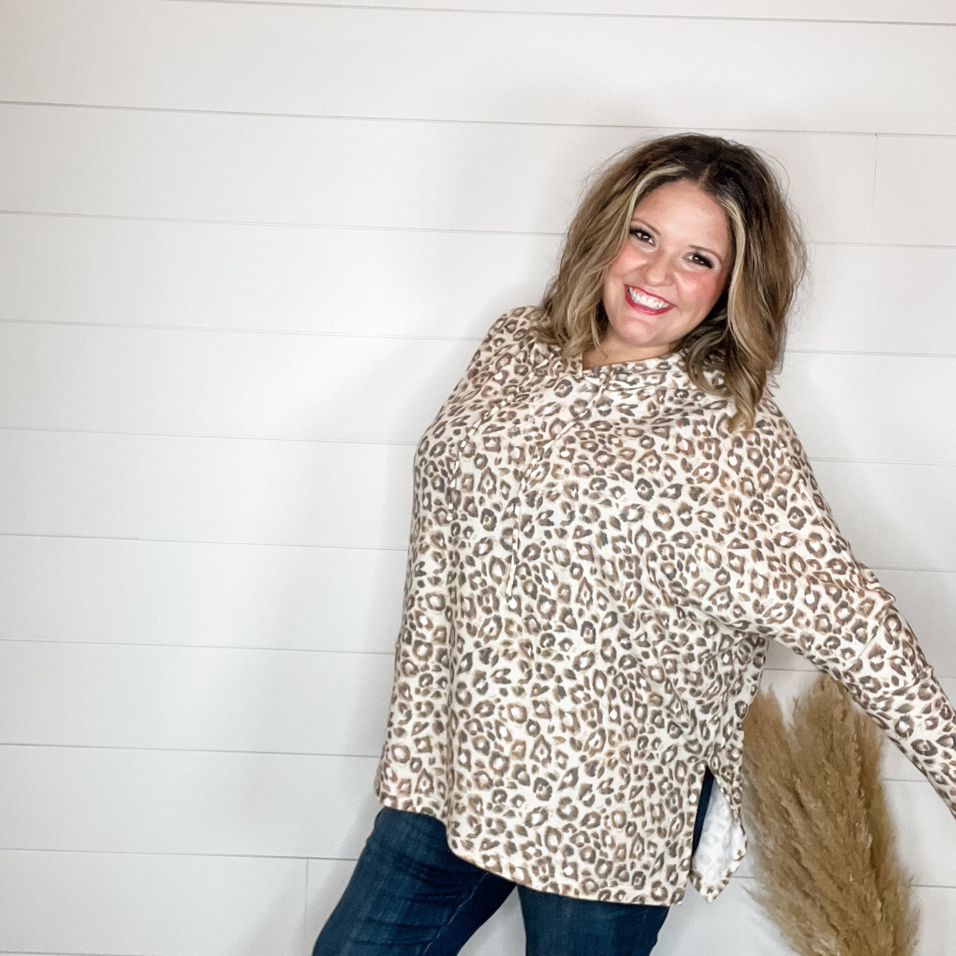 "Tiger Tale" Animal Print Hoodie with Side Slits