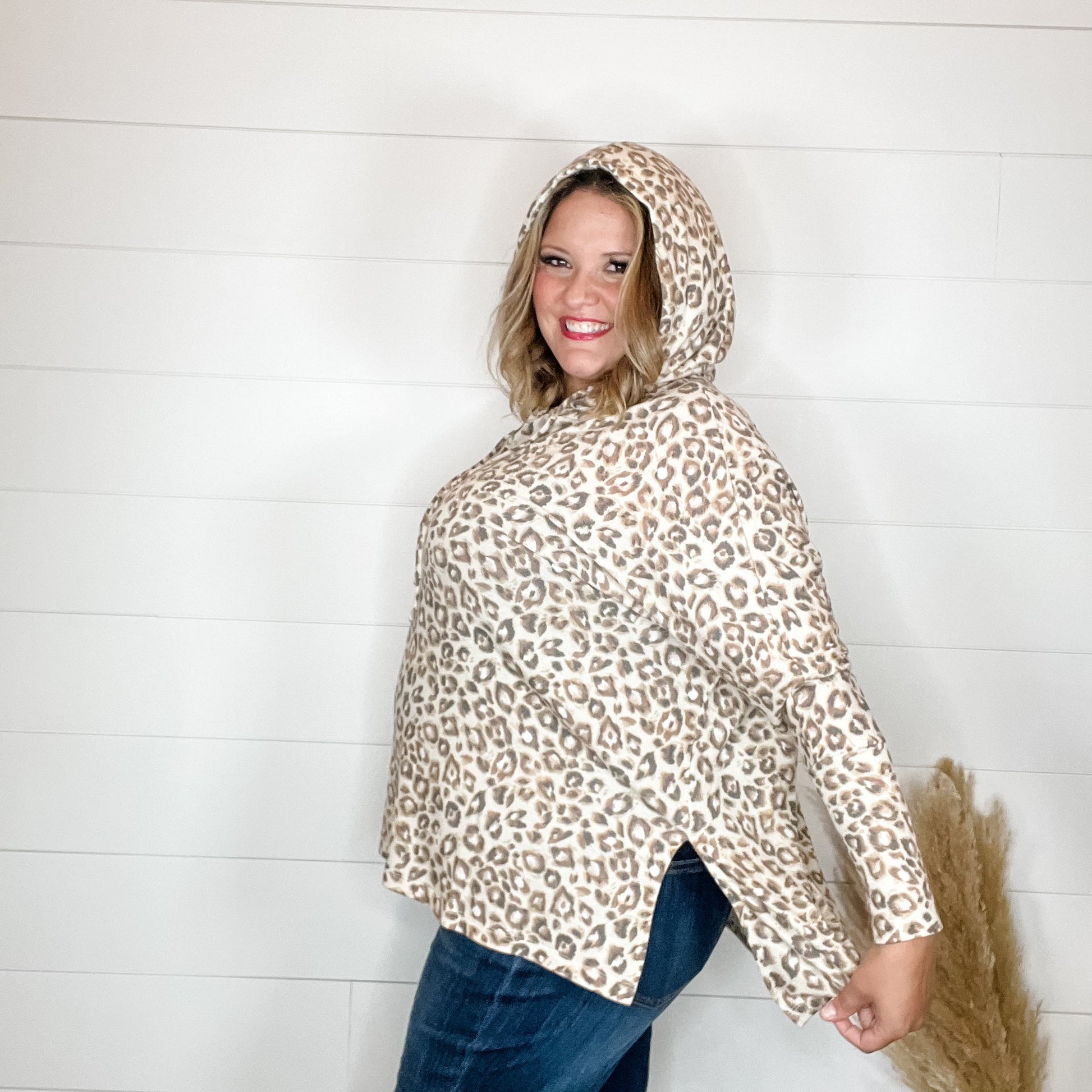 "Tiger Tale" Animal Print Hoodie with Side Slits