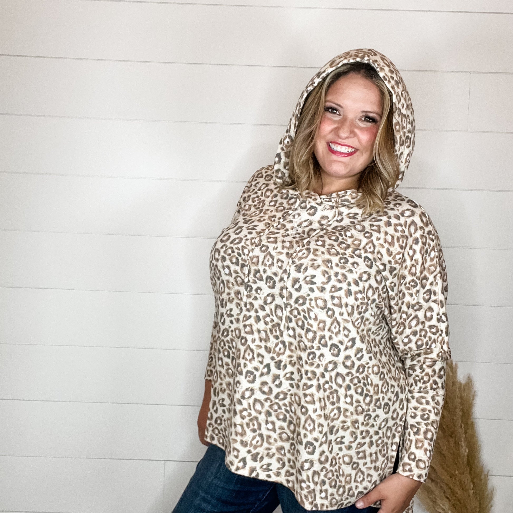 "Tiger Tale" Animal Print Hoodie with Side Slits