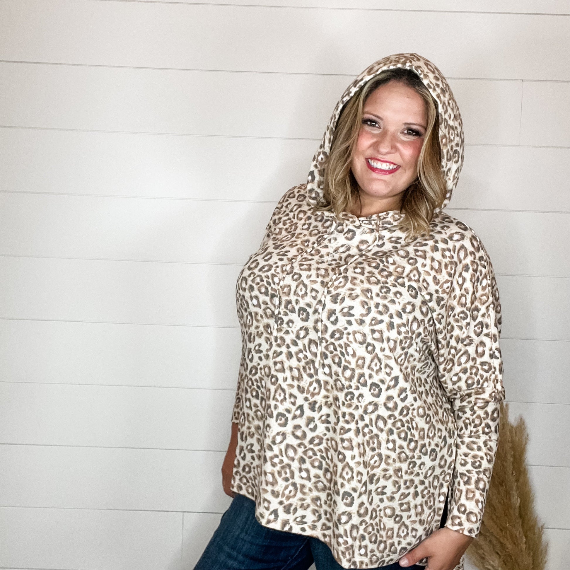 "Tiger Tale" Animal Print Hoodie with Side Slits