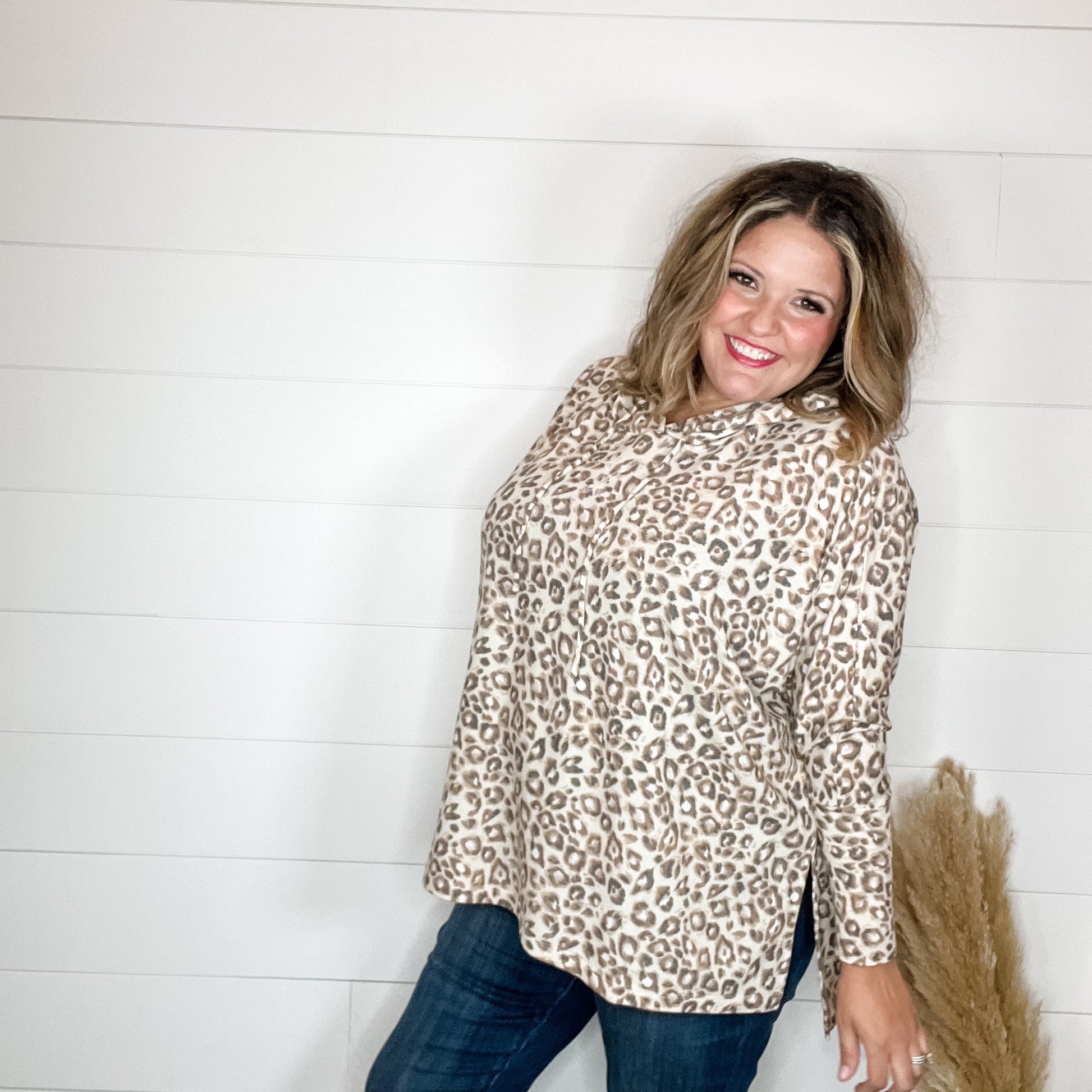 "Tiger Tale" Animal Print Hoodie with Side Slits