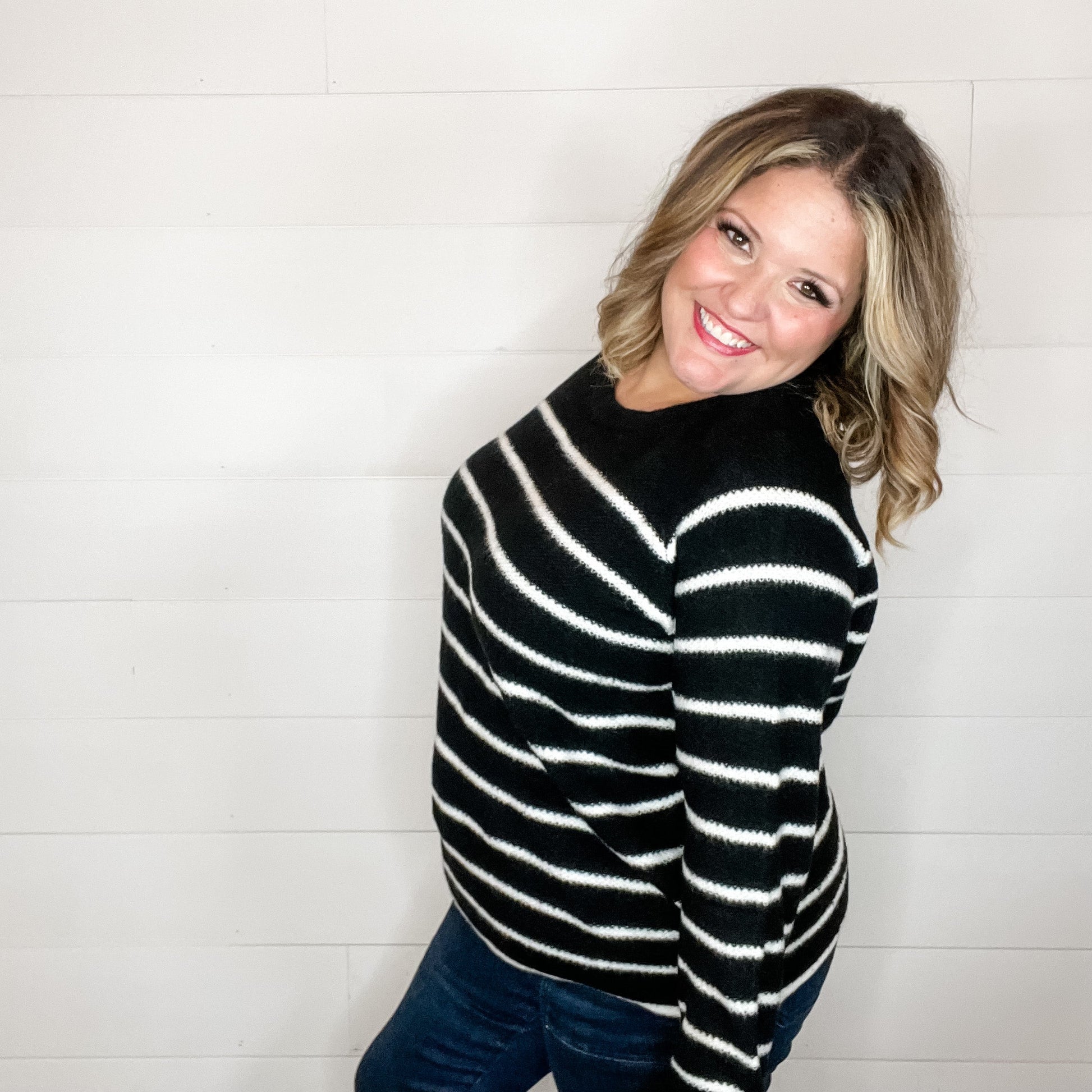 "Time Warp" Long Sleeve Crew Neck Sweater