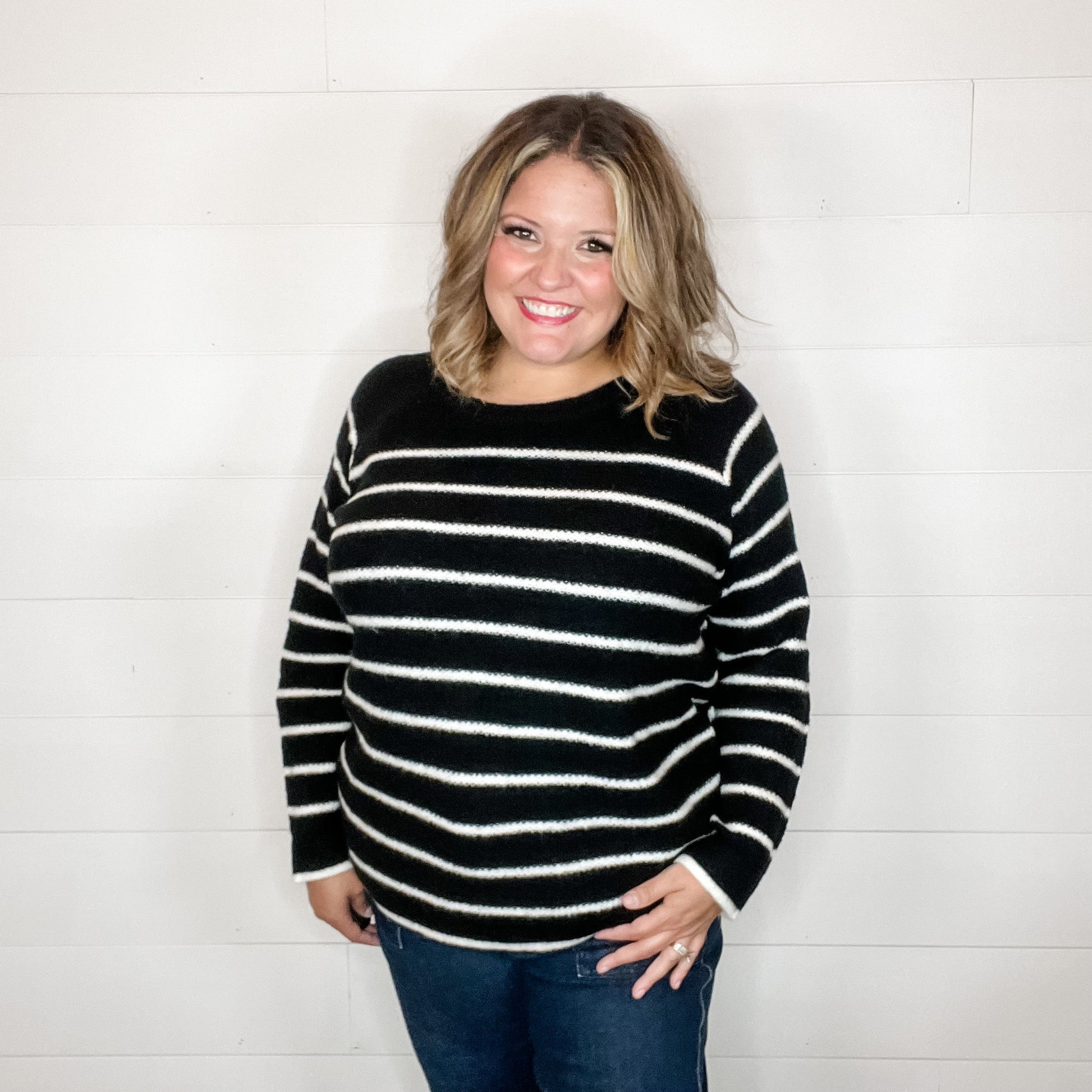 "Time Warp" Long Sleeve Crew Neck Sweater