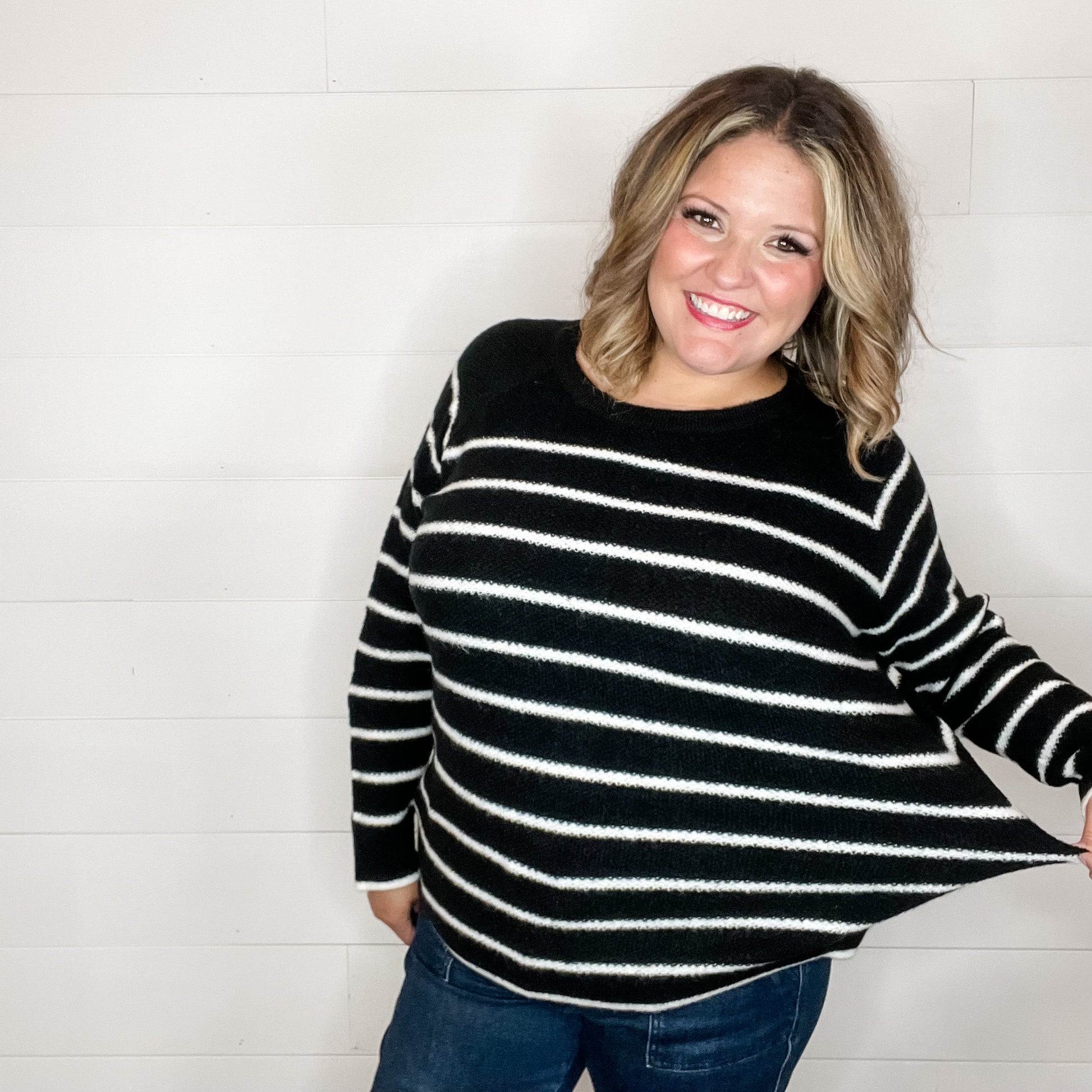 "Time Warp" Long Sleeve Crew Neck Sweater