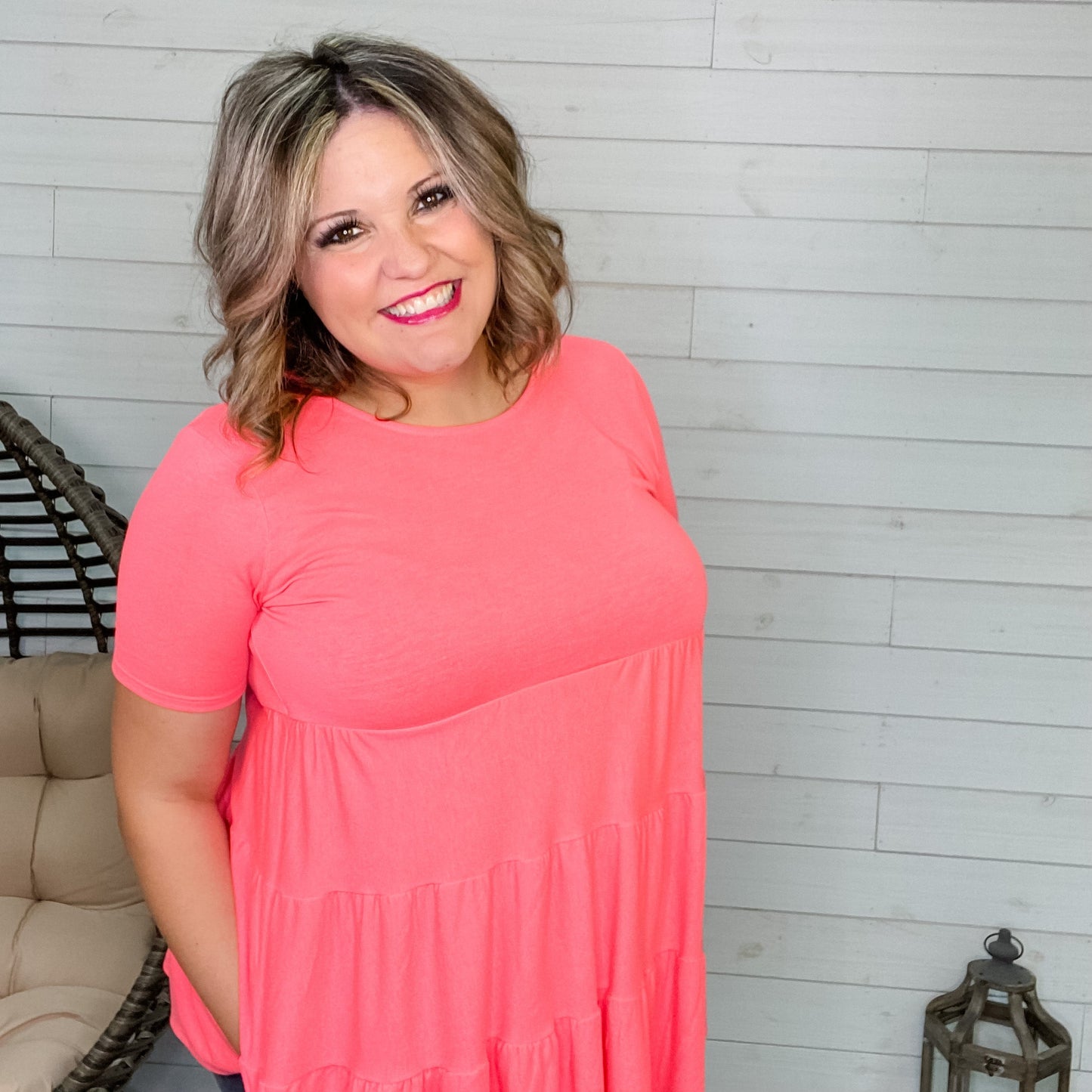 "TLC" Short Sleeve Tiered Ruffle Top