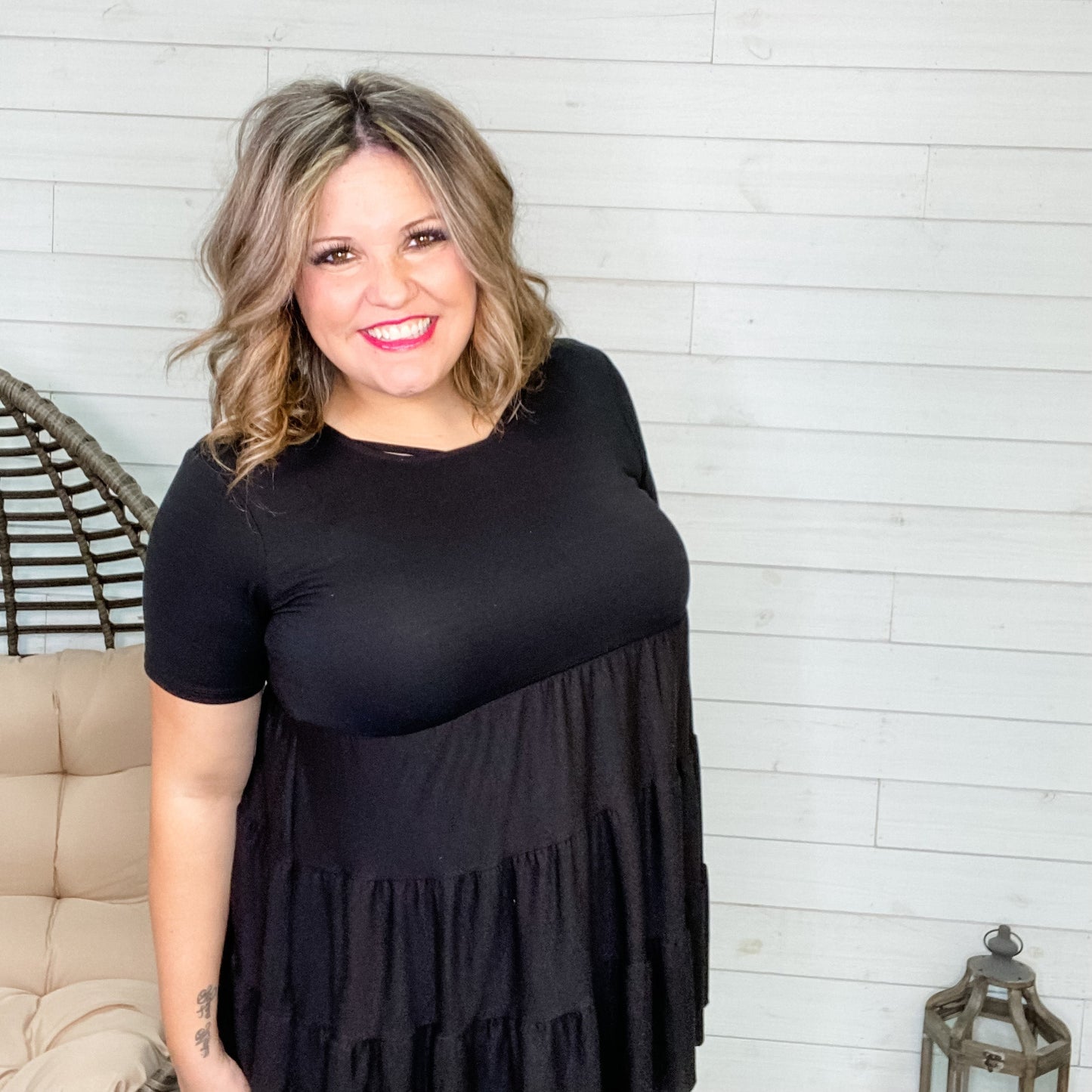 "TLC" Short Sleeve Tiered Ruffle Top