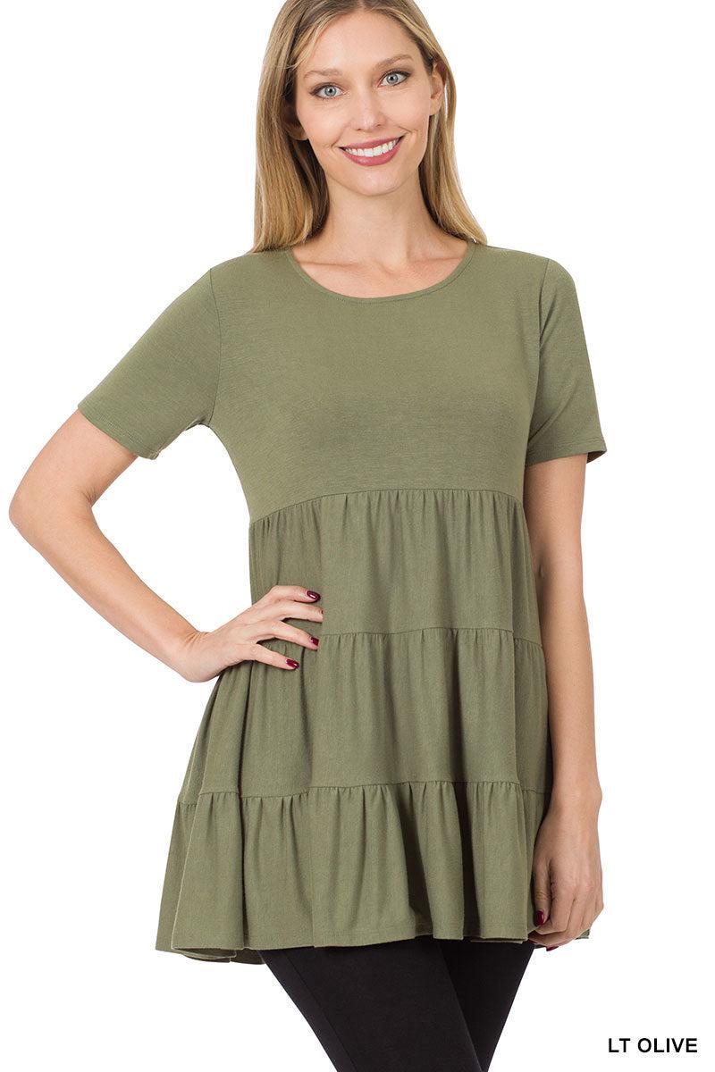 "TLC" Short Sleeve Tiered Ruffle Top