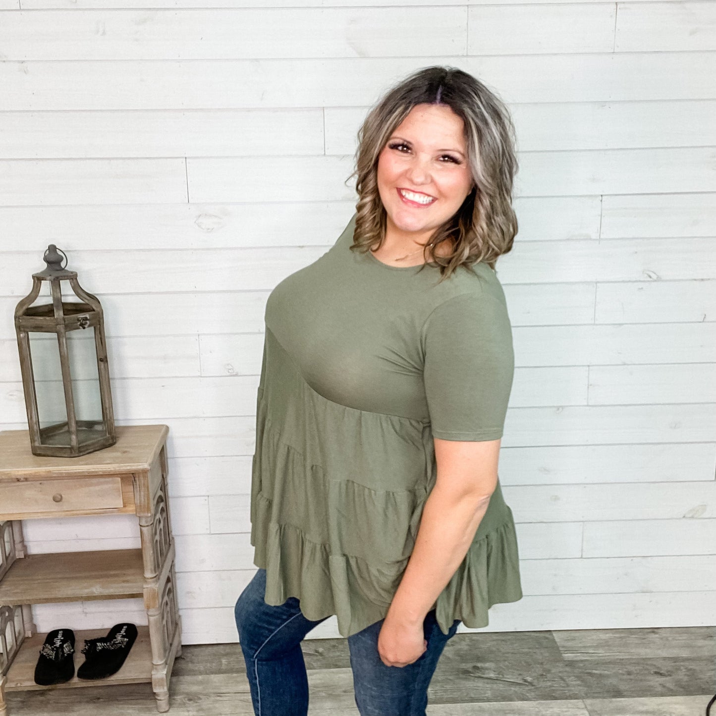 "TLC" Short Sleeve Tiered Ruffle Top