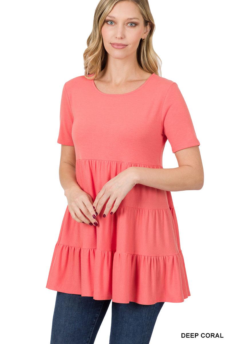 "TLC" Short Sleeve Tiered Ruffle Top