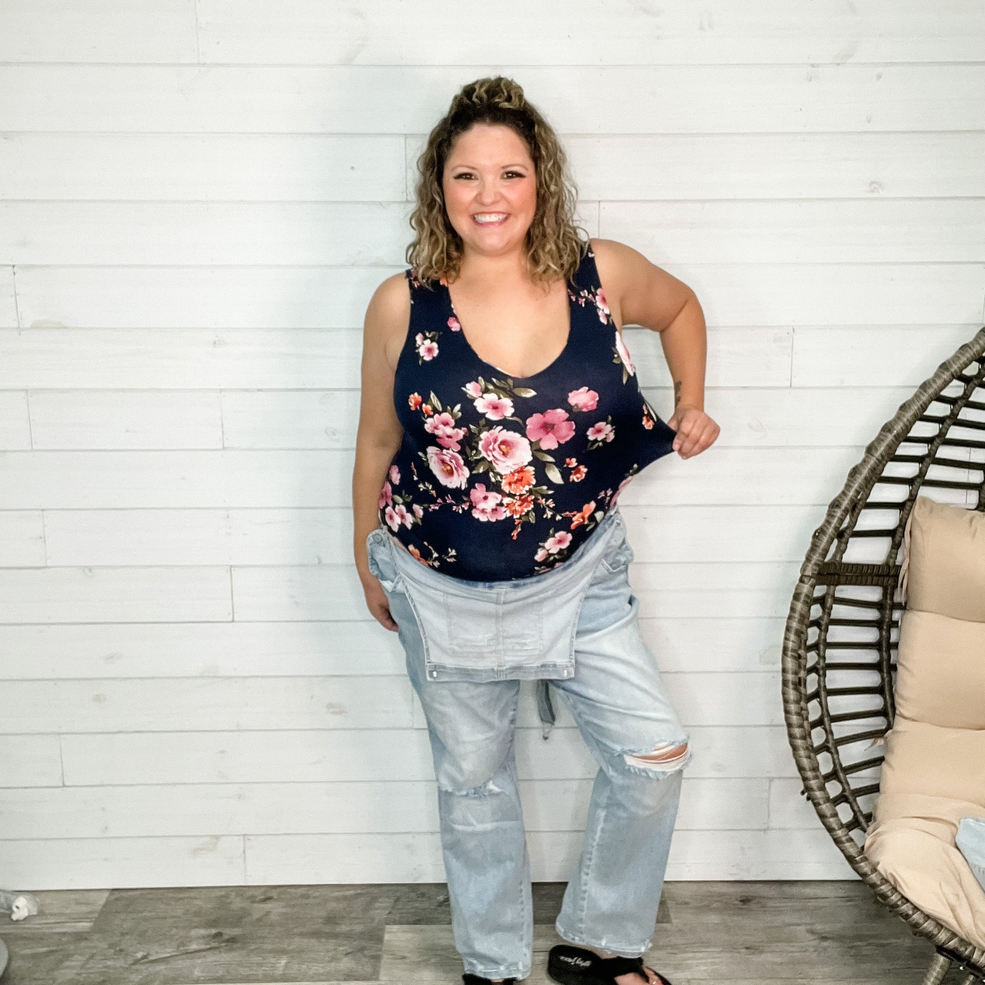 "Trellis" Floral Tank Bodysuit