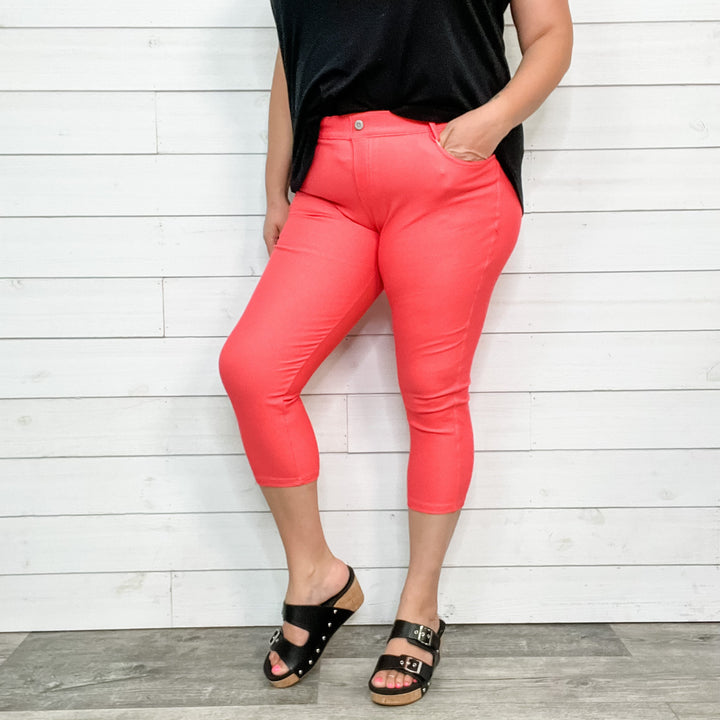 Trouser that Feel Like Jeggings Capris (Coral)