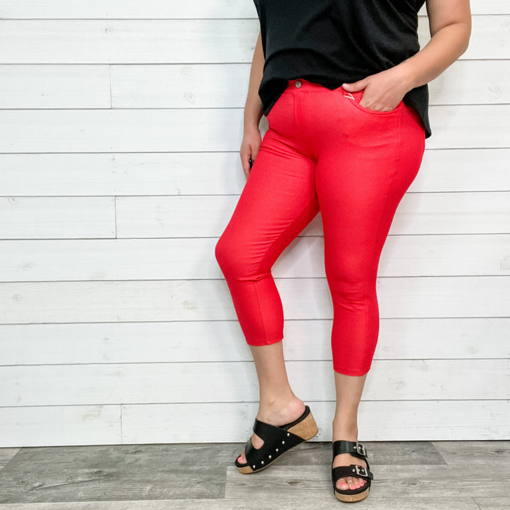 Trouser that Feel Like Jeggings Capris (Red)