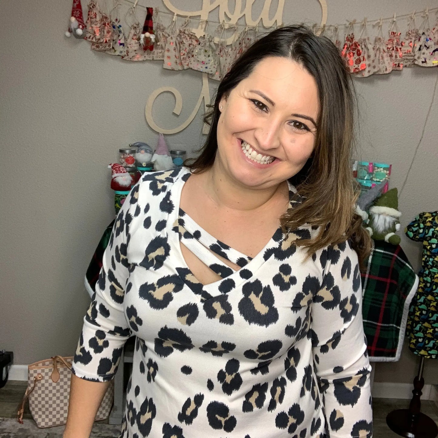 Uncaged Animal Print 3/4 Sleeve Top
