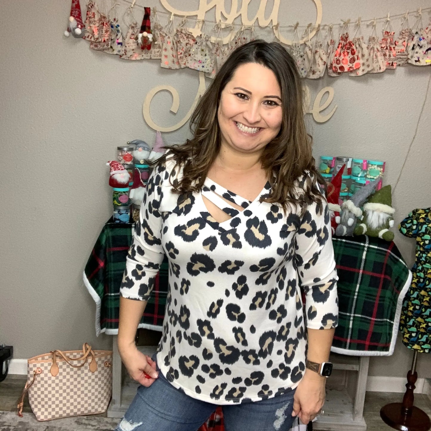 Uncaged Animal Print 3/4 Sleeve Top