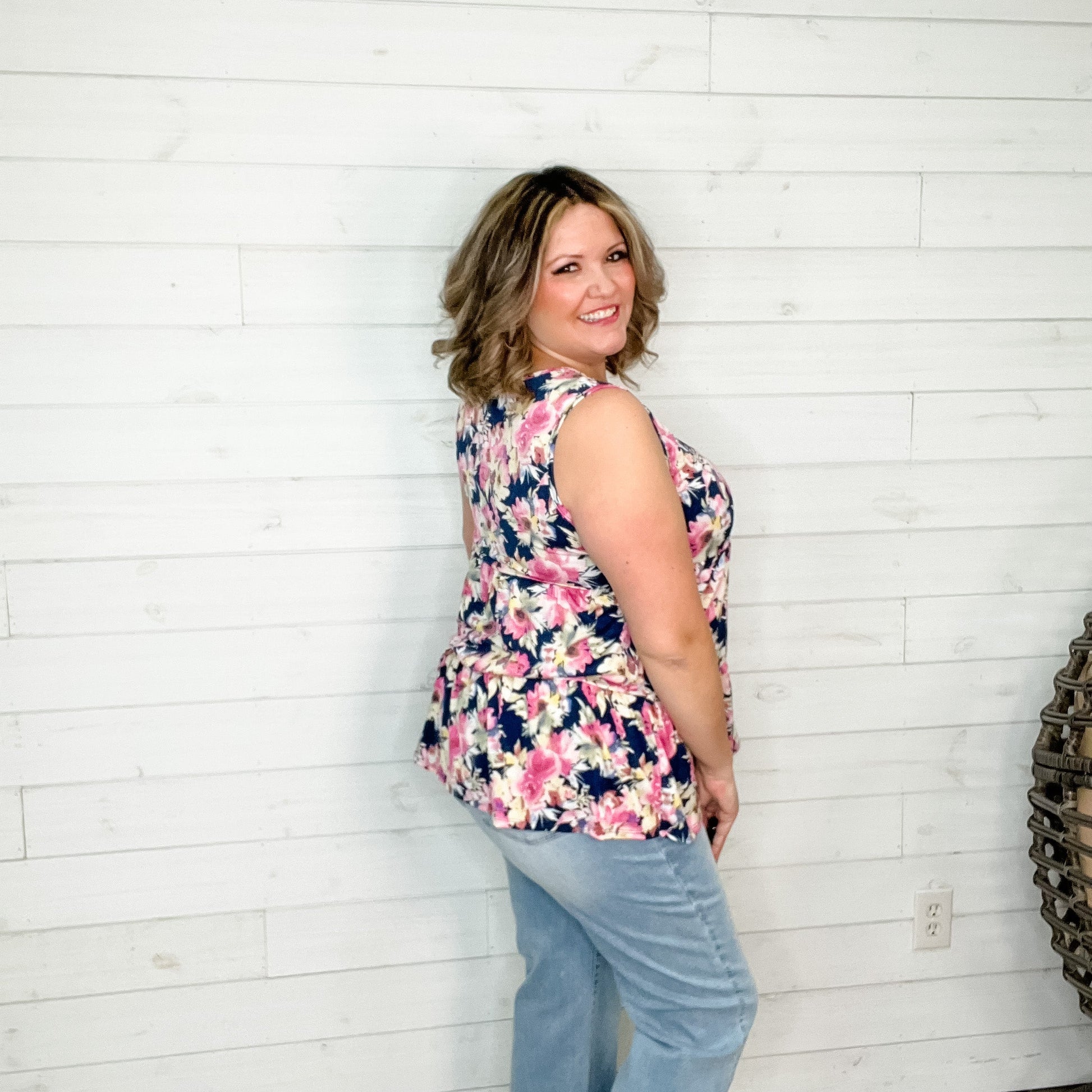 "Unexpected" Floral Sleeveless Babydoll Tank