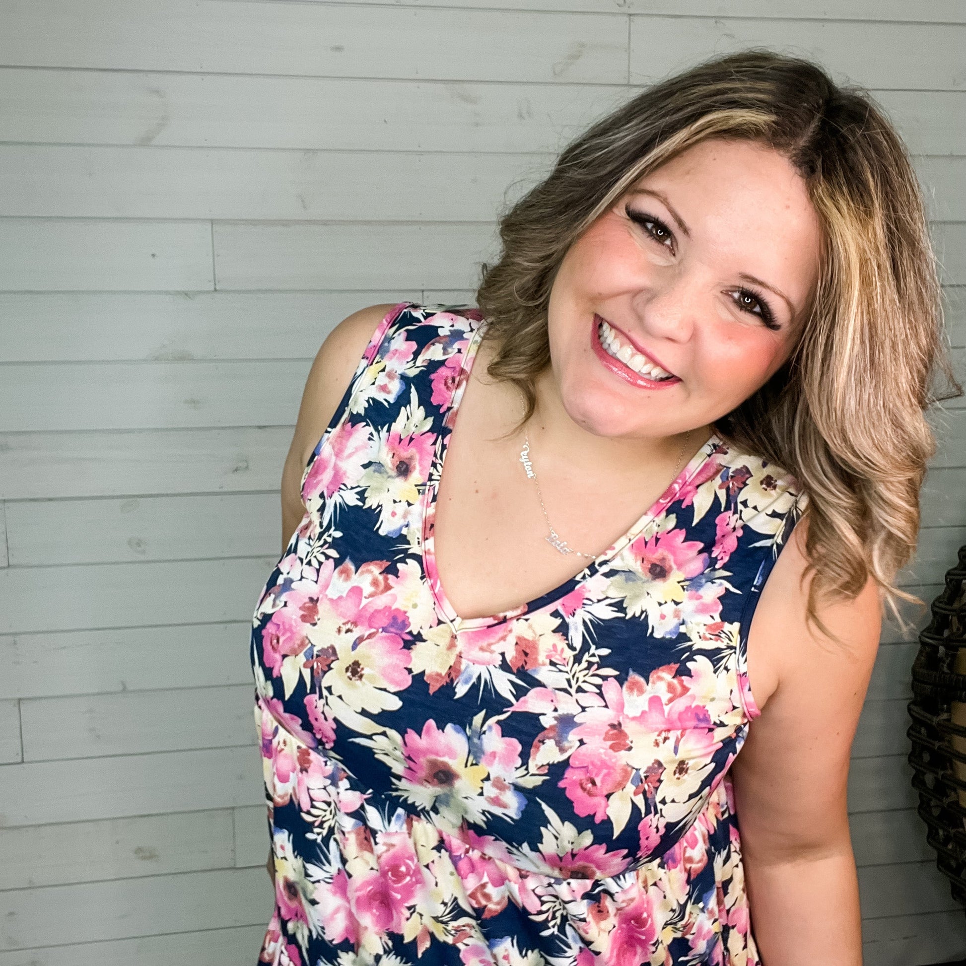 "Unexpected" Floral Sleeveless Babydoll Tank