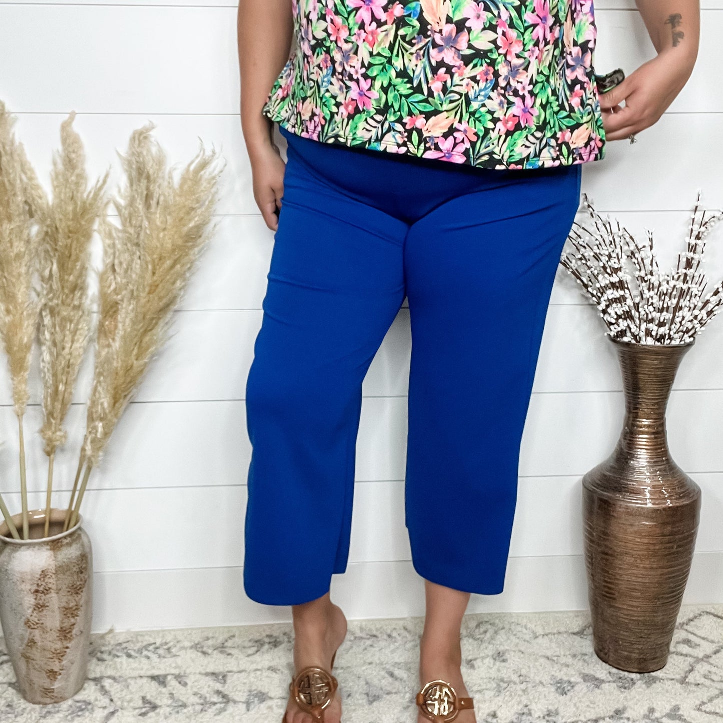 "Uptown" Crop Trouser with Pockets (Royal Blue)