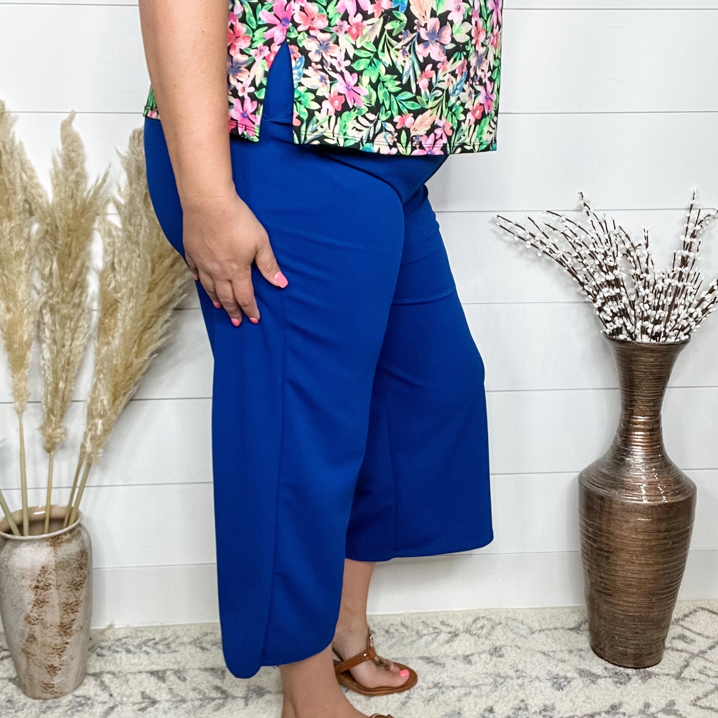 "Uptown" Crop Trouser with Pockets (Royal Blue)
