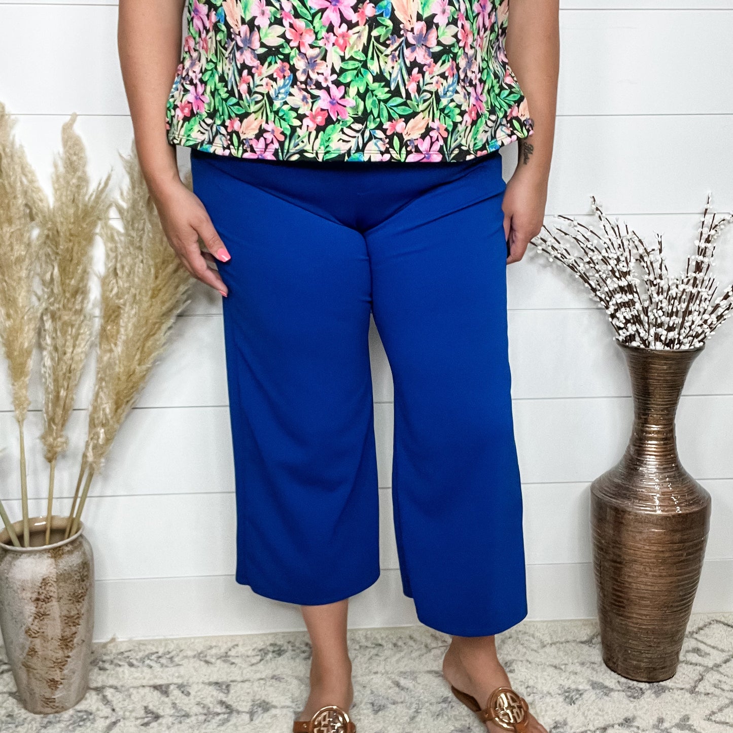 "Uptown" Crop Trouser with Pockets (Royal Blue)