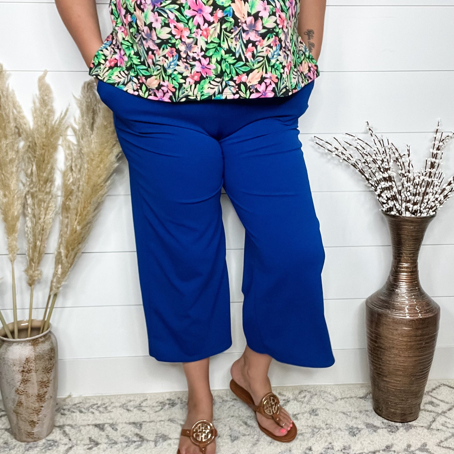 "Uptown" Crop Trouser with Pockets (Royal Blue)