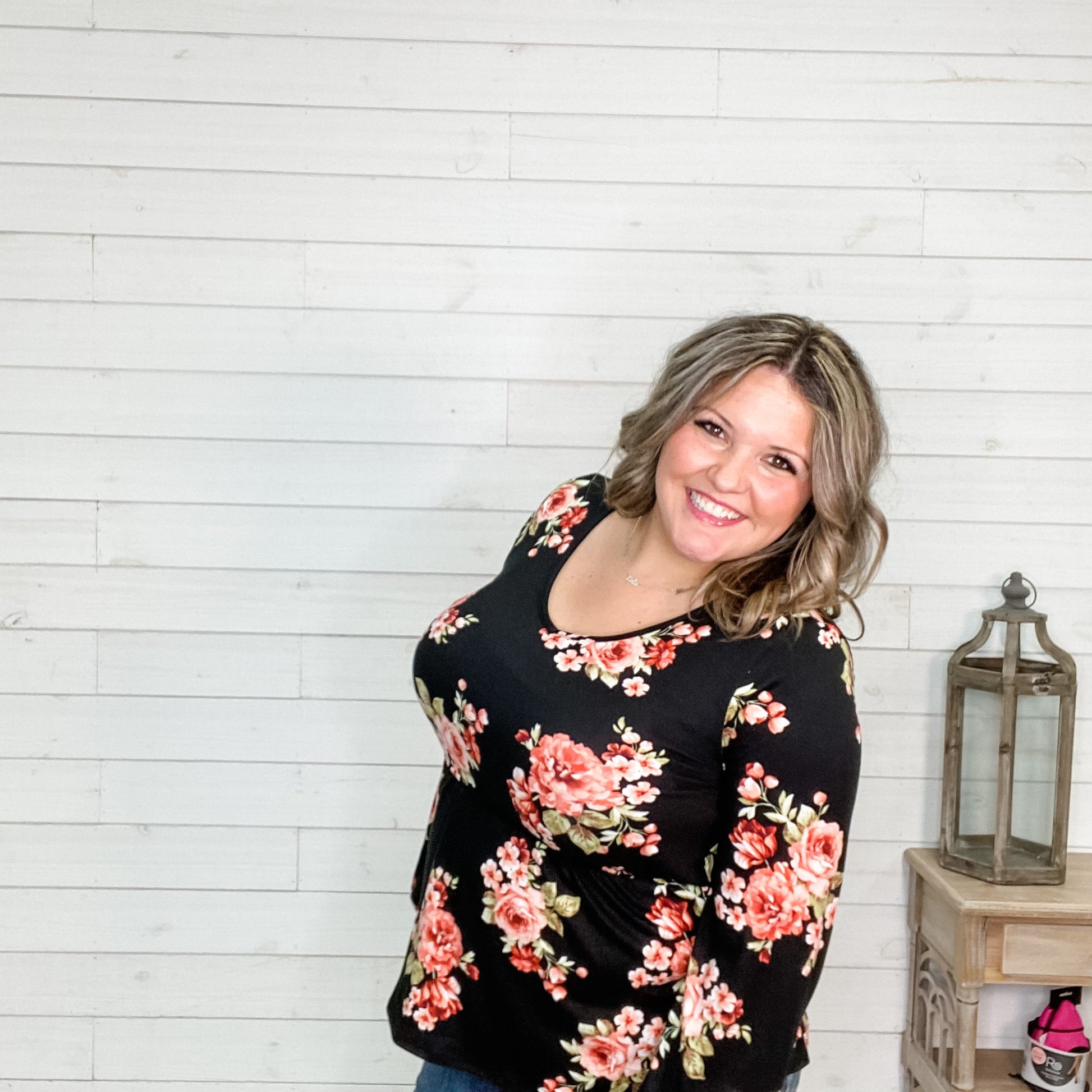 "Vanessa" Floral Peplum Style Long Sleeve