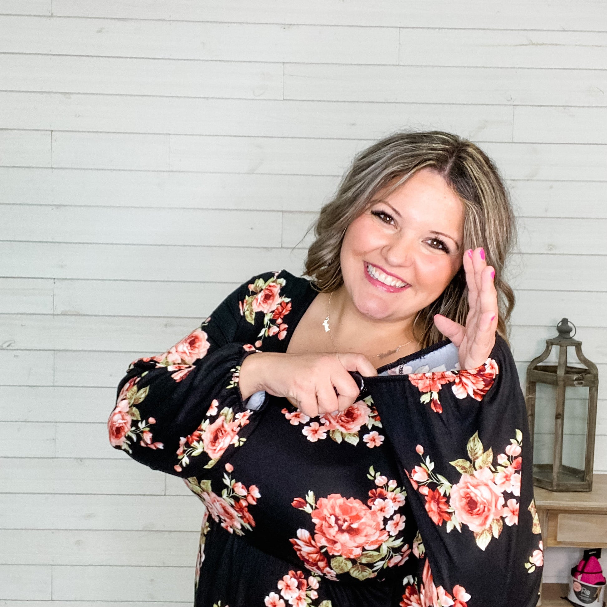 "Vanessa" Floral Peplum Style Long Sleeve