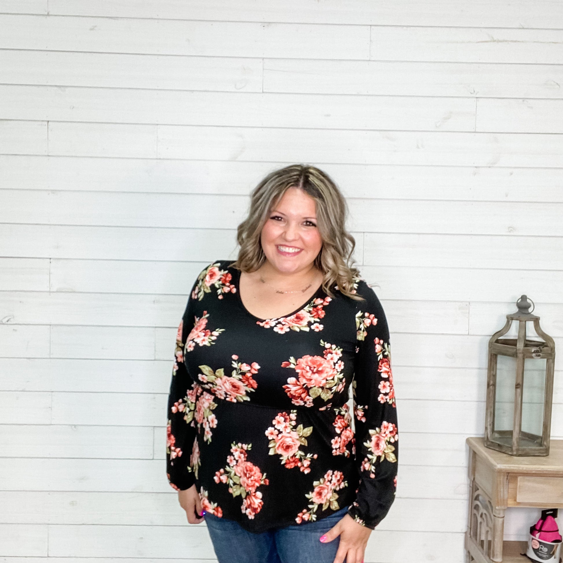 "Vanessa" Floral Peplum Style Long Sleeve