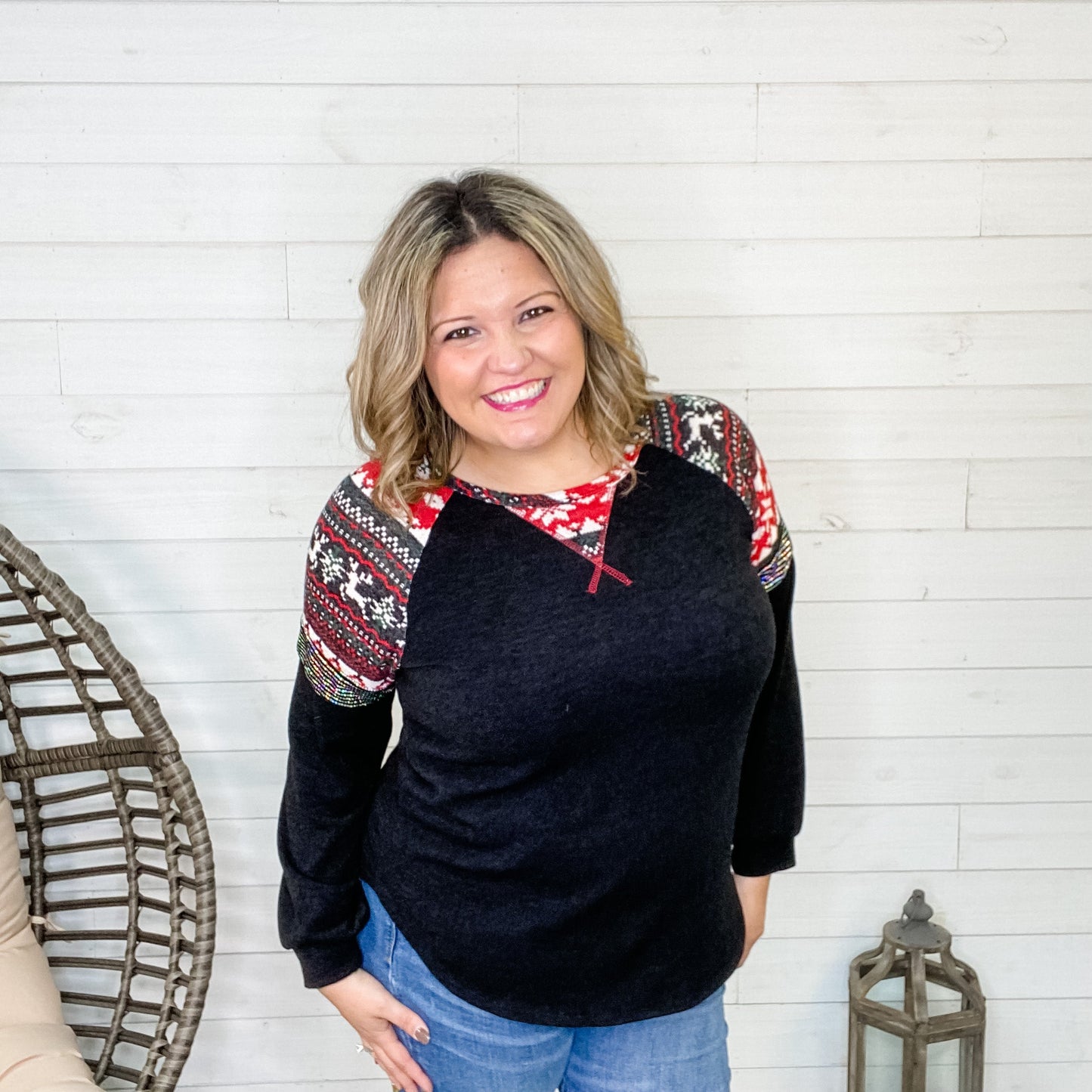 "Vixen" Long Sleeve with Sparkle & Reindeer