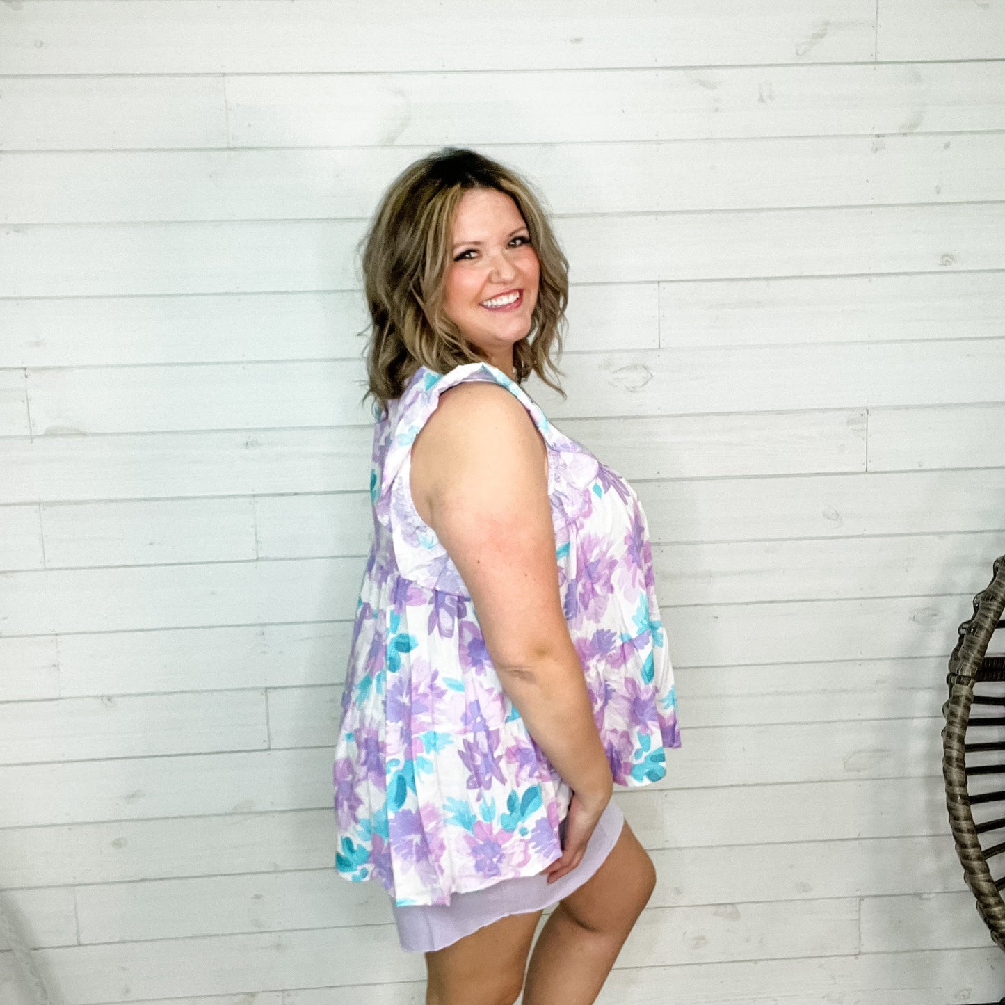 "Warmest Regards" Floral Ruffle Cap Sleeve Babydoll