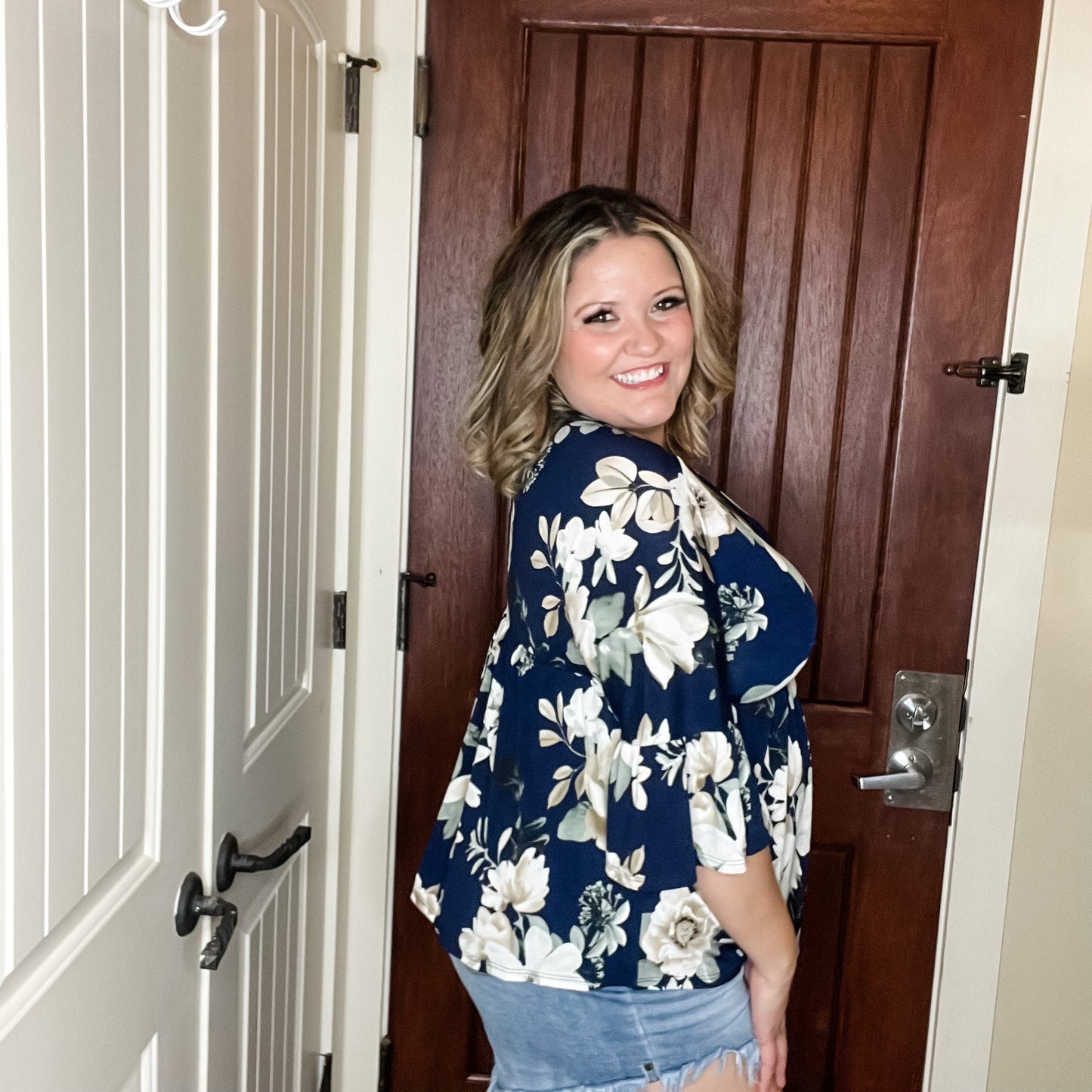 "Well Looky Here" Floral 3/4 Ruffle Sleeve Babydoll