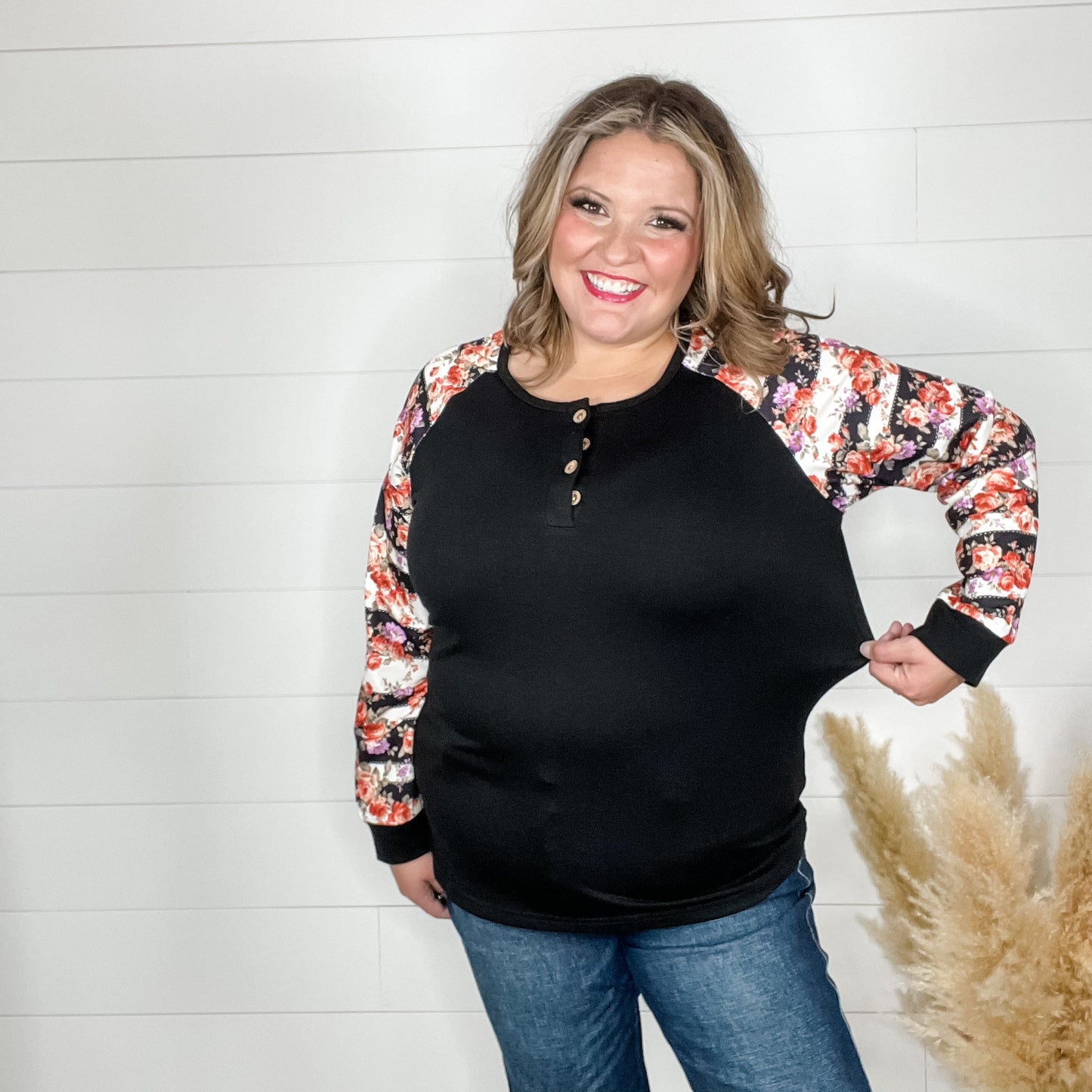"Wendi" Button Front Long Sleeve By Shirley & Stone