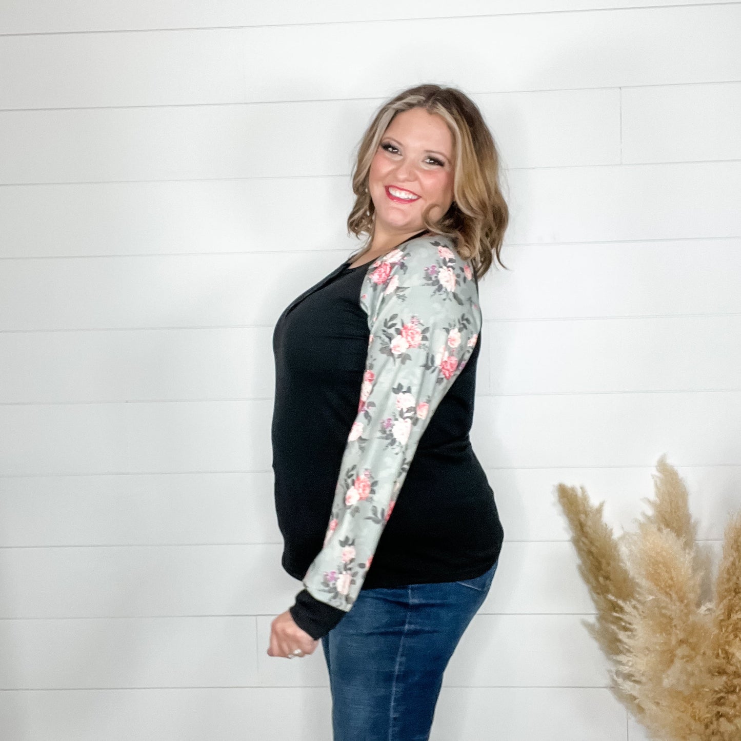 "Wendi" Button Front Long Sleeve By Shirley & Stone