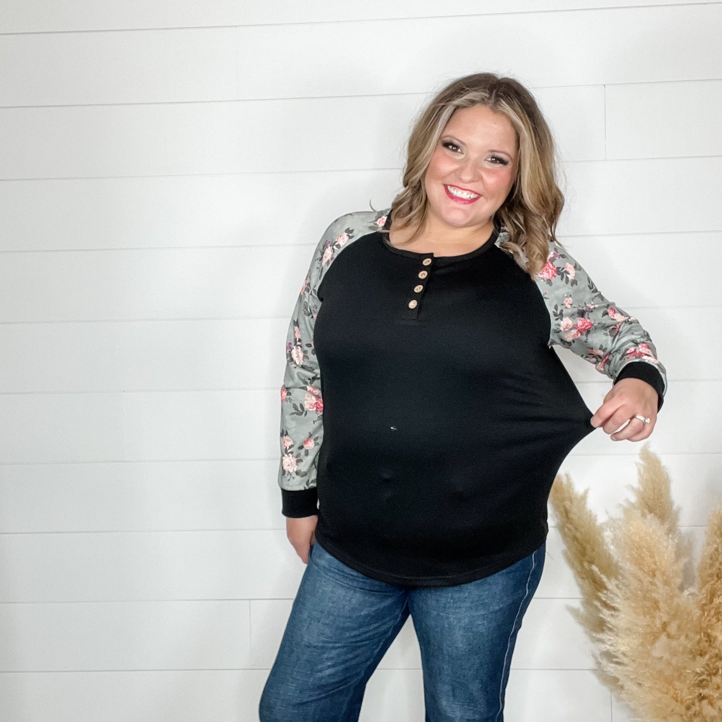 "Wendi" Button Front Long Sleeve By Shirley & Stone