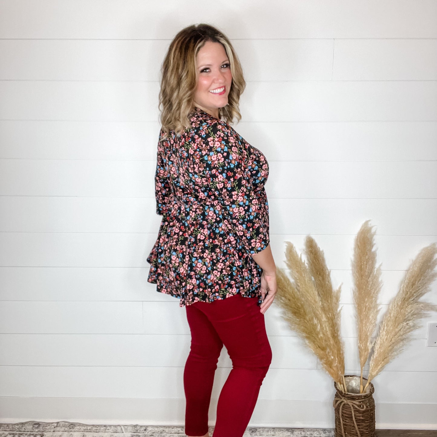 "Wildflower" Floral 3/4 Sleeve Babydoll