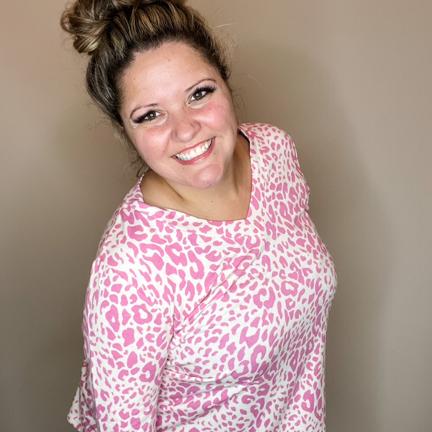 "Without A Doubt" 3/4 Sleeve Animal Print V Neck