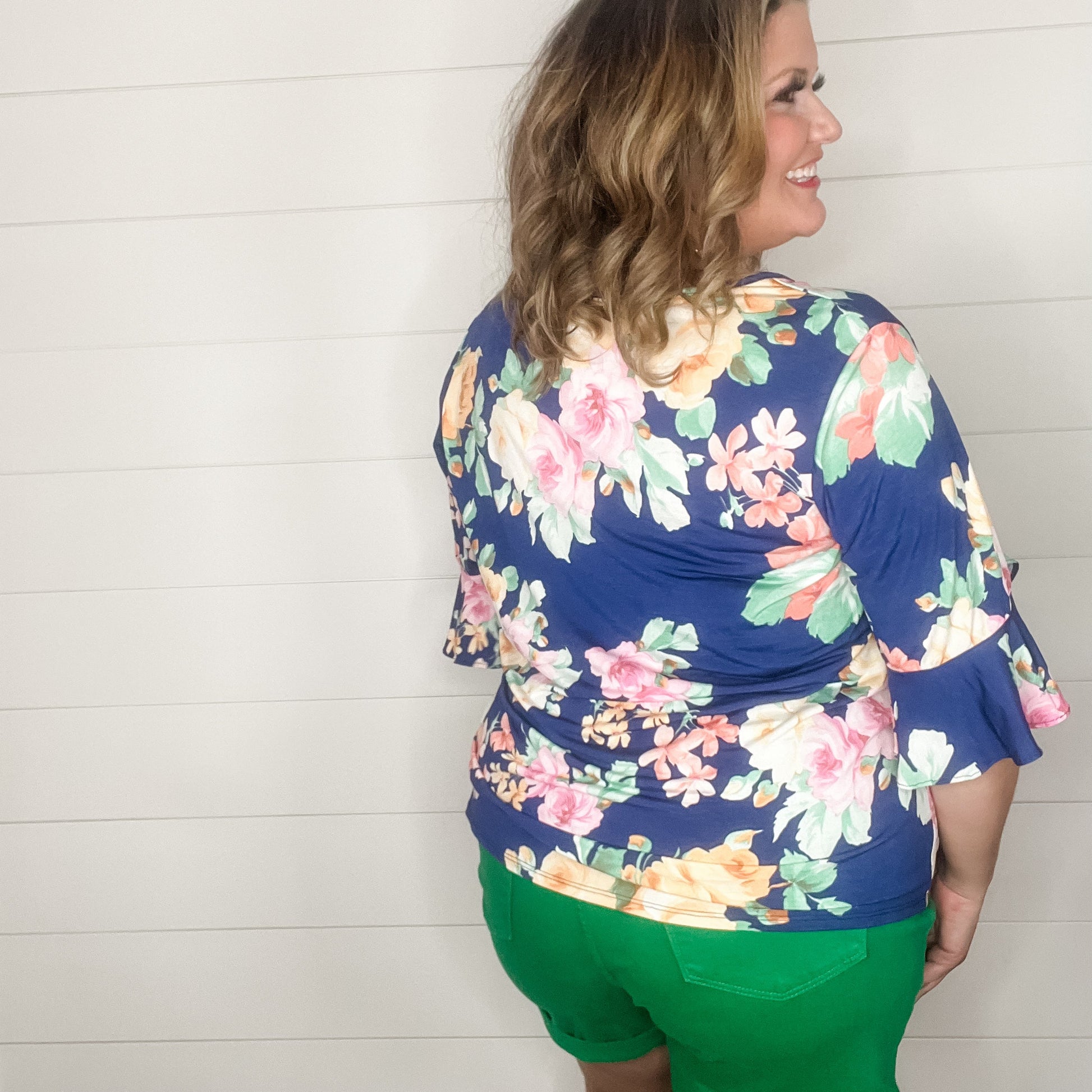 "Wonderful" Floral Ruffle Sleeve V Neck