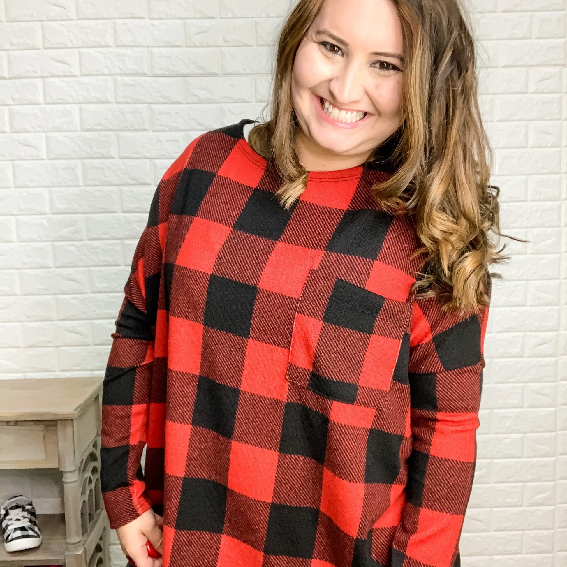 "Wynonna" Buffalo Plaid Oversized Long Sleeve