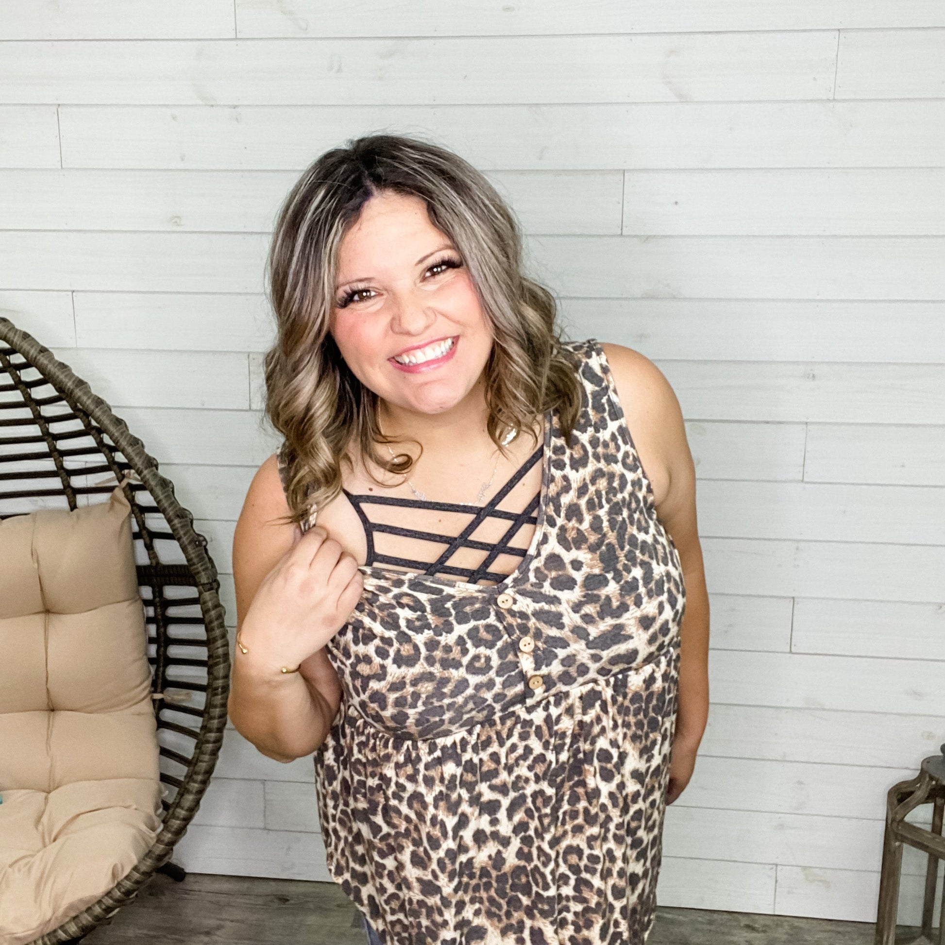 "Yara" Animal Print V Neck Babydoll Tank