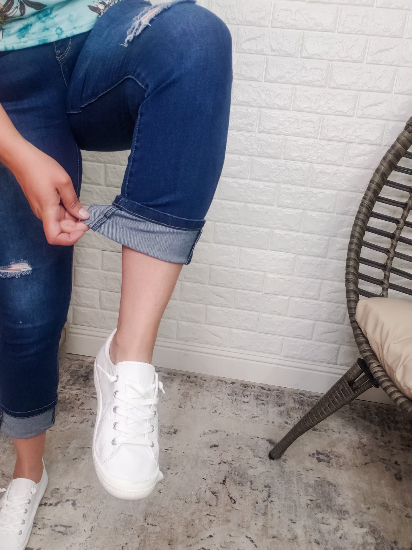 YMI/Royalty "Mega Madness" Dark Wash Distressed Mega Cuff Straight Leg