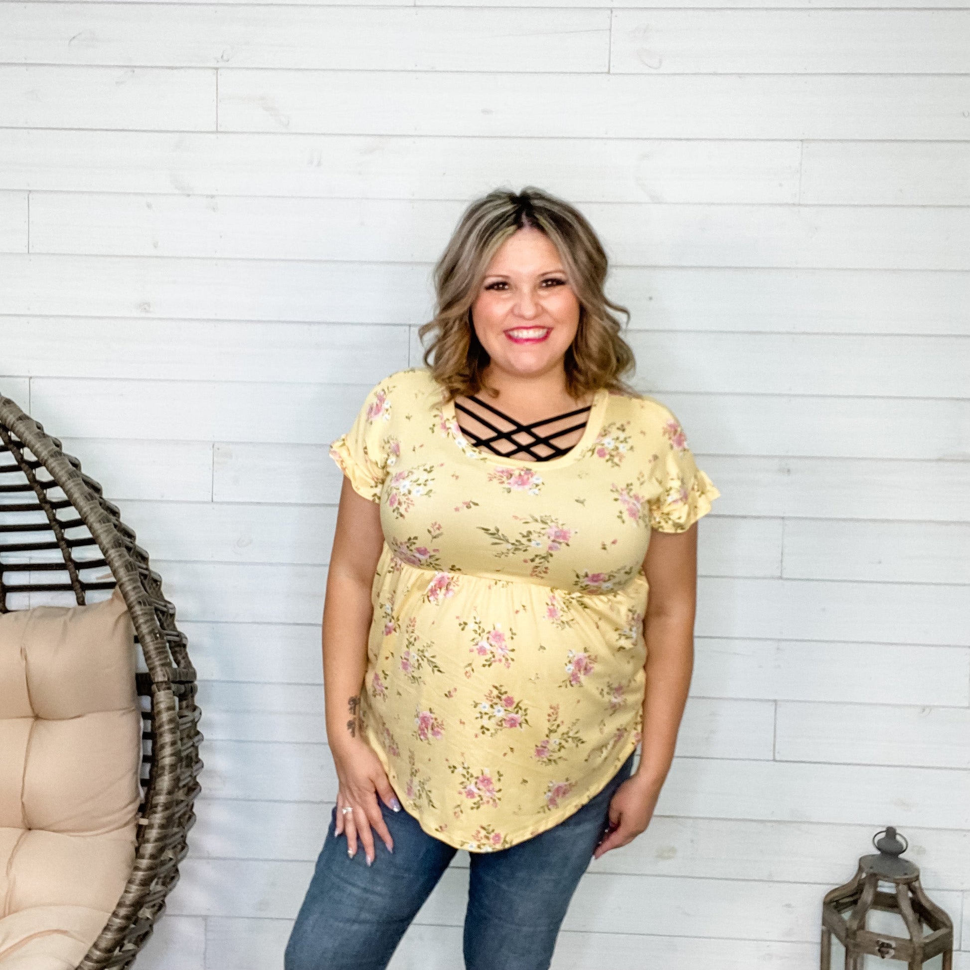 "You Are My" Floral Ruffle Sleeve Babydoll